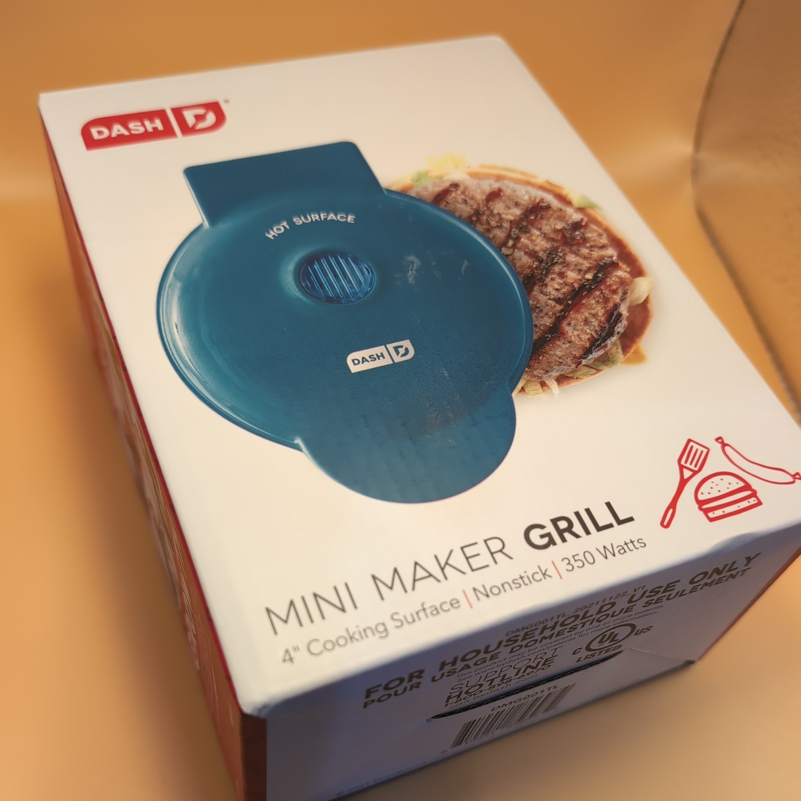 Dash Mini Maker Grill Teal 4” Surface Cooking Appliance Non Stick NEW in Box