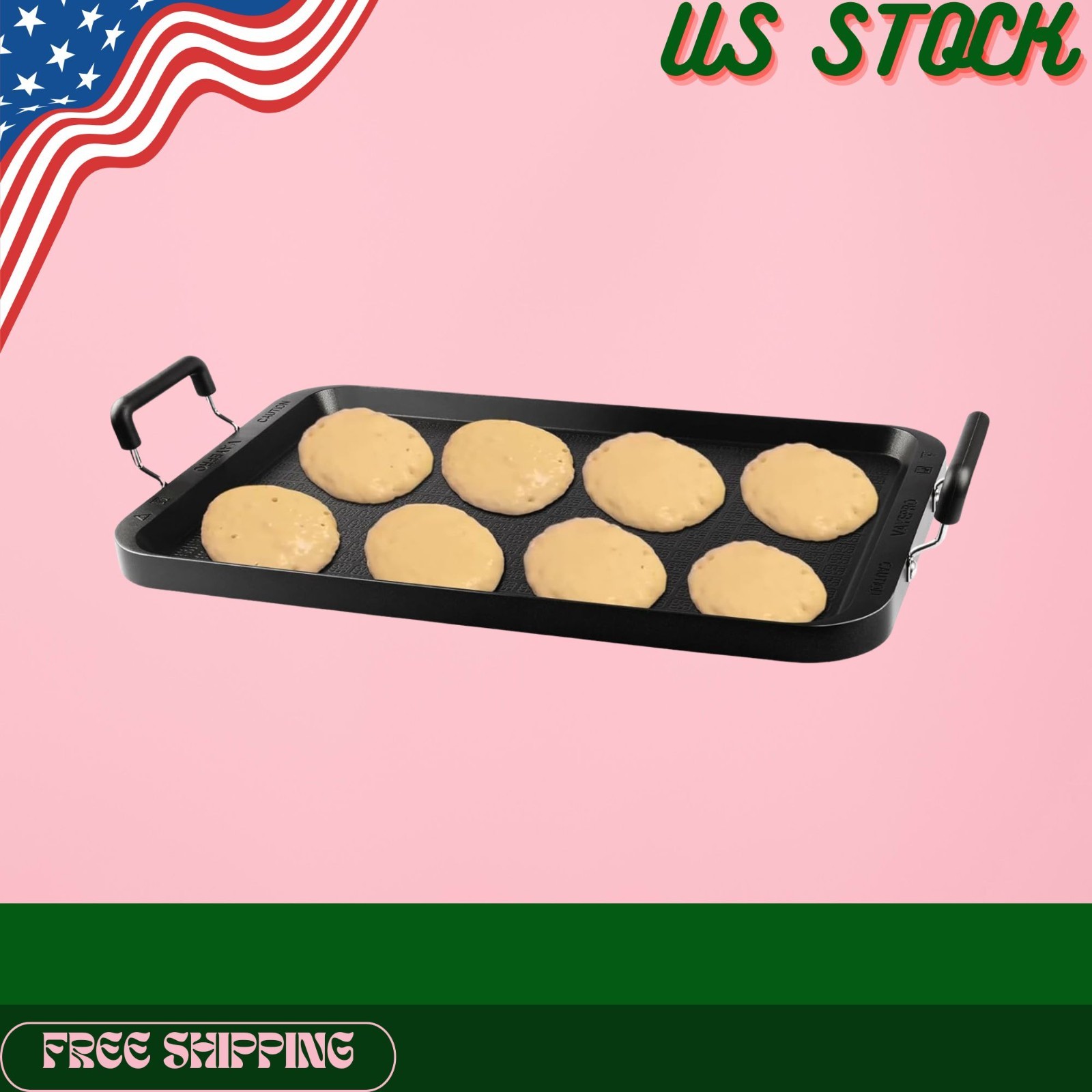 NEW 22in Stove Top Griddle 2 Burner Nonstick Grill Pan with Handles