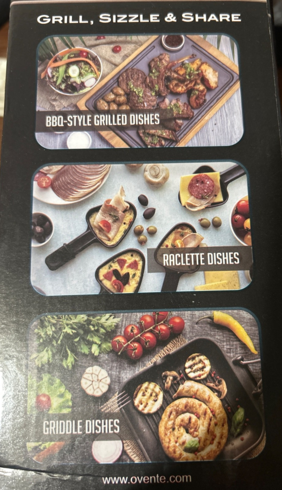 1500W Indoor Raclette Grill w/ Adjustable Heat/3 Cheese Pans for Fun Dining NEW