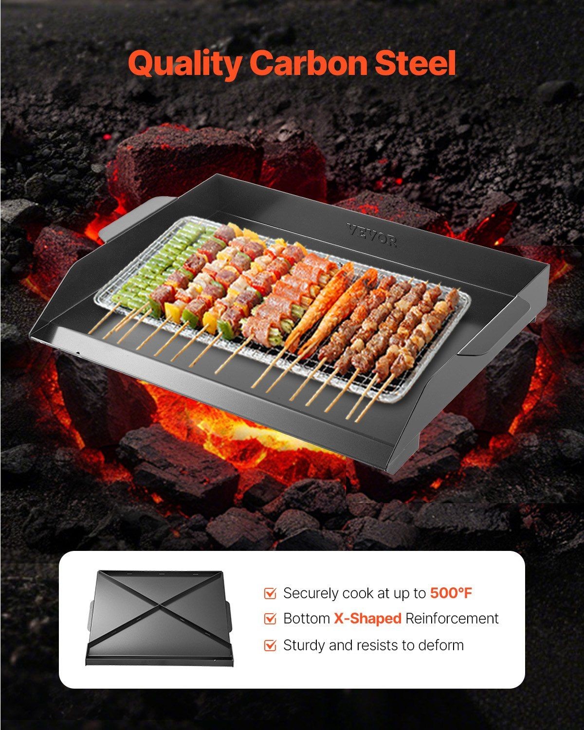 22x16in Carbon Steel Griddle & Flat Top Grill for Gas BBQ & Camping