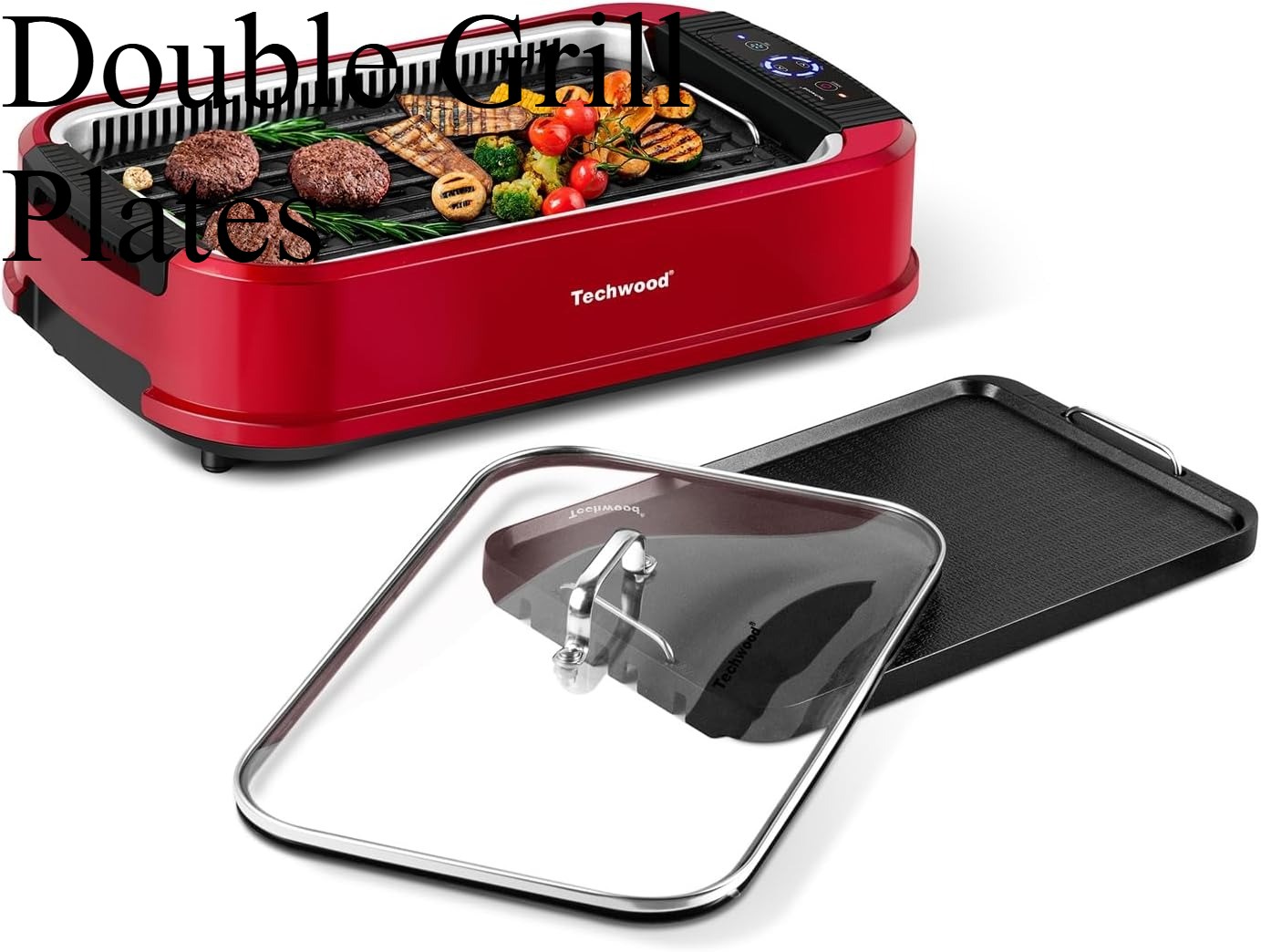 Indoor Smokeless Grill, 1500W Electric Indoor Grill with Tempered Glass Lid