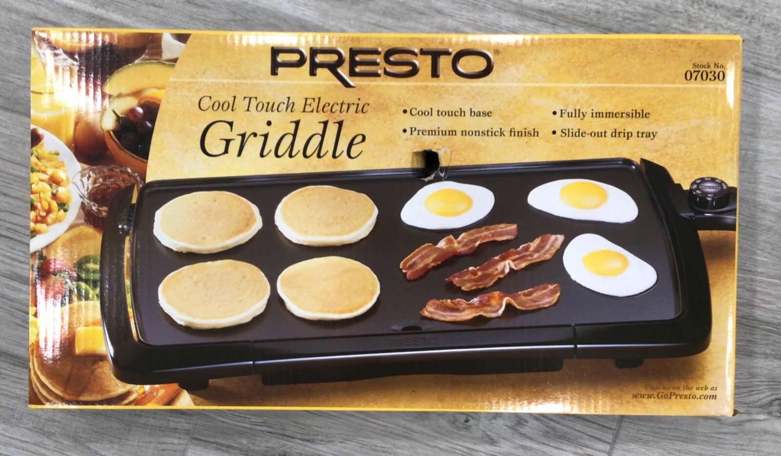 Presto 07030 10.5×20-inch Cool Touch Electric Griddle, Black NIB