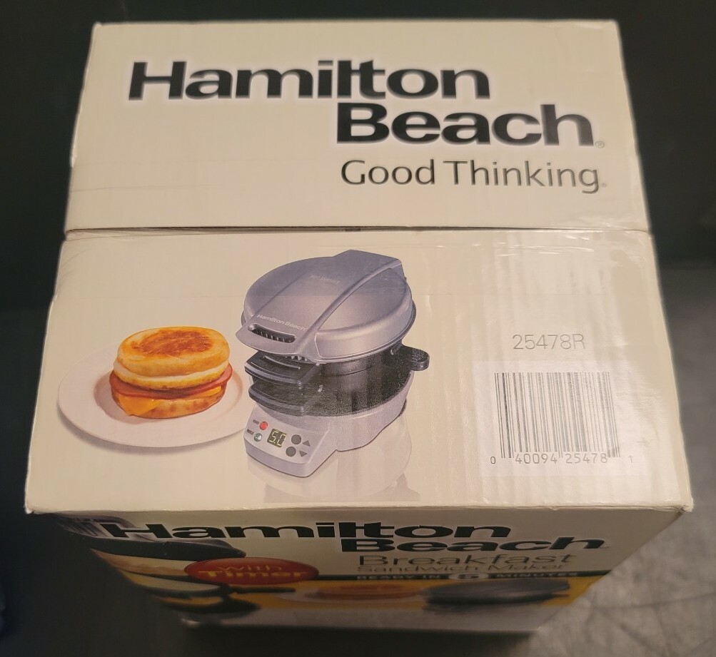 Hamilton Beach Breakfast Sandwich Maker 25478R w Timer Brand New Factory Sealed