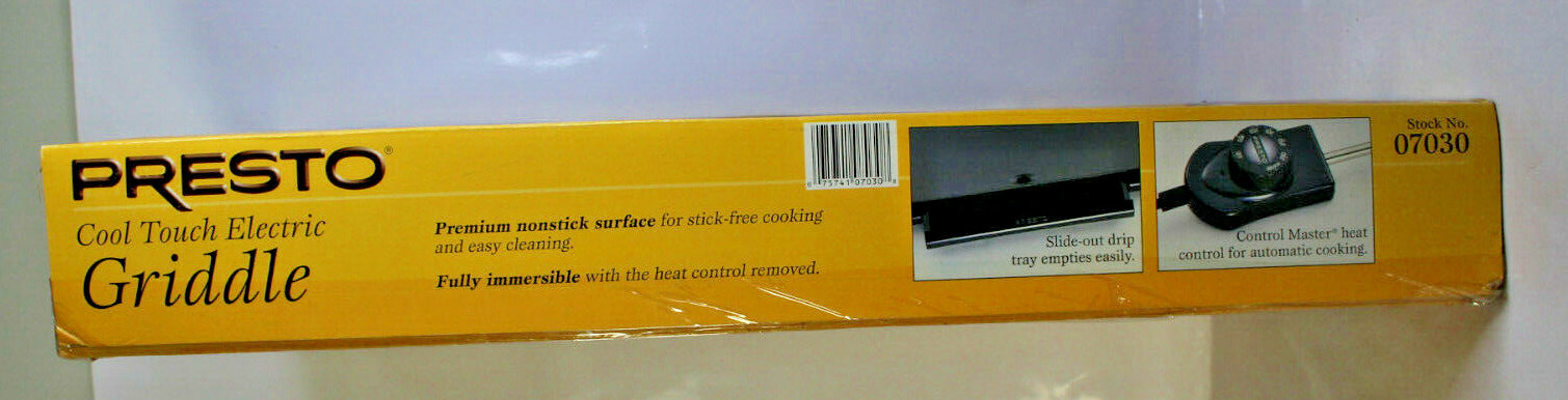 Presto Cool-Touch Electric Black 20″x10″ Griddle Model 07030 New in Original Box
