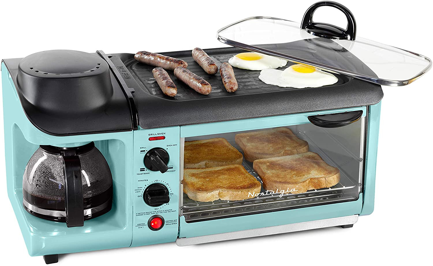 3-In-1 Breakfast Station – Includes Coffee Maker, Non-Stick Griddle, and 4-Slice