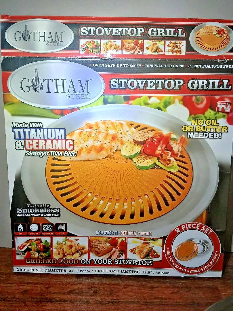 Gotham Steel Stovetop Grill Titanium Ceramic Nonstick Smokeless Cookware Indoor