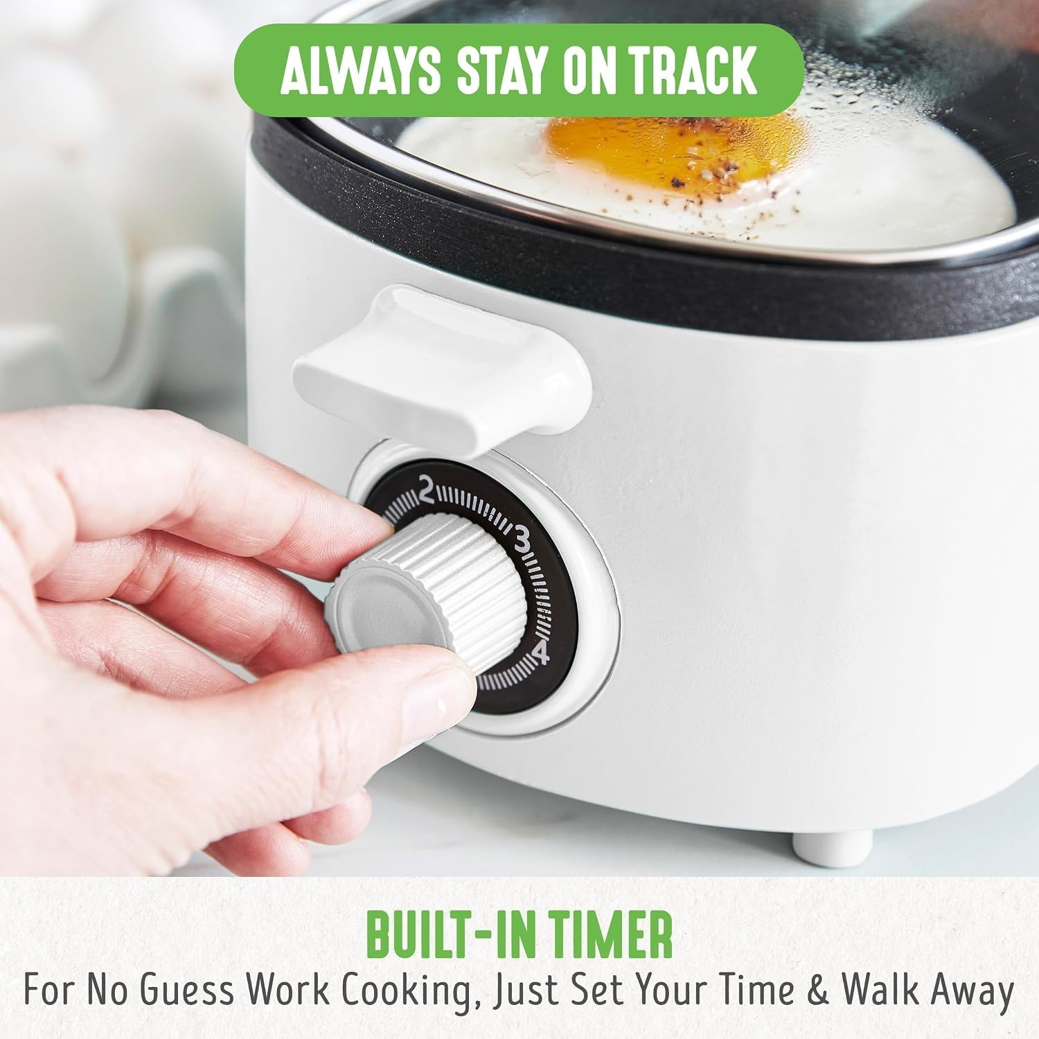 3-in-1 Breakfast Maker Ceramic Nonstick Griddle Toast Drawer Timed Cooking White