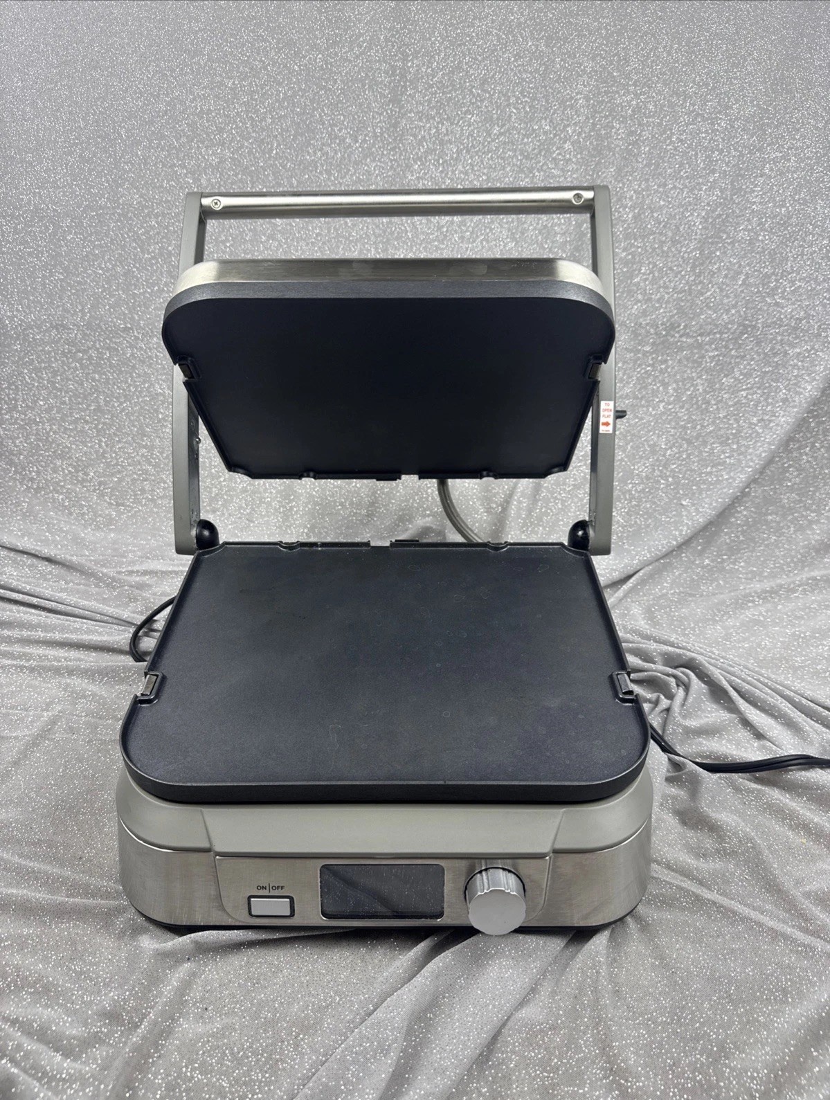 Cuisinart GR-5B Griddler Five Stainless Steel Panini Press Grill LCD Tested Work