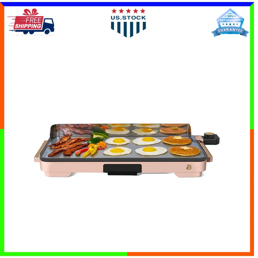 Beautiful Drew Barrymore 12×22 Inch XL Electric Griddle Nonstick Rose Gold