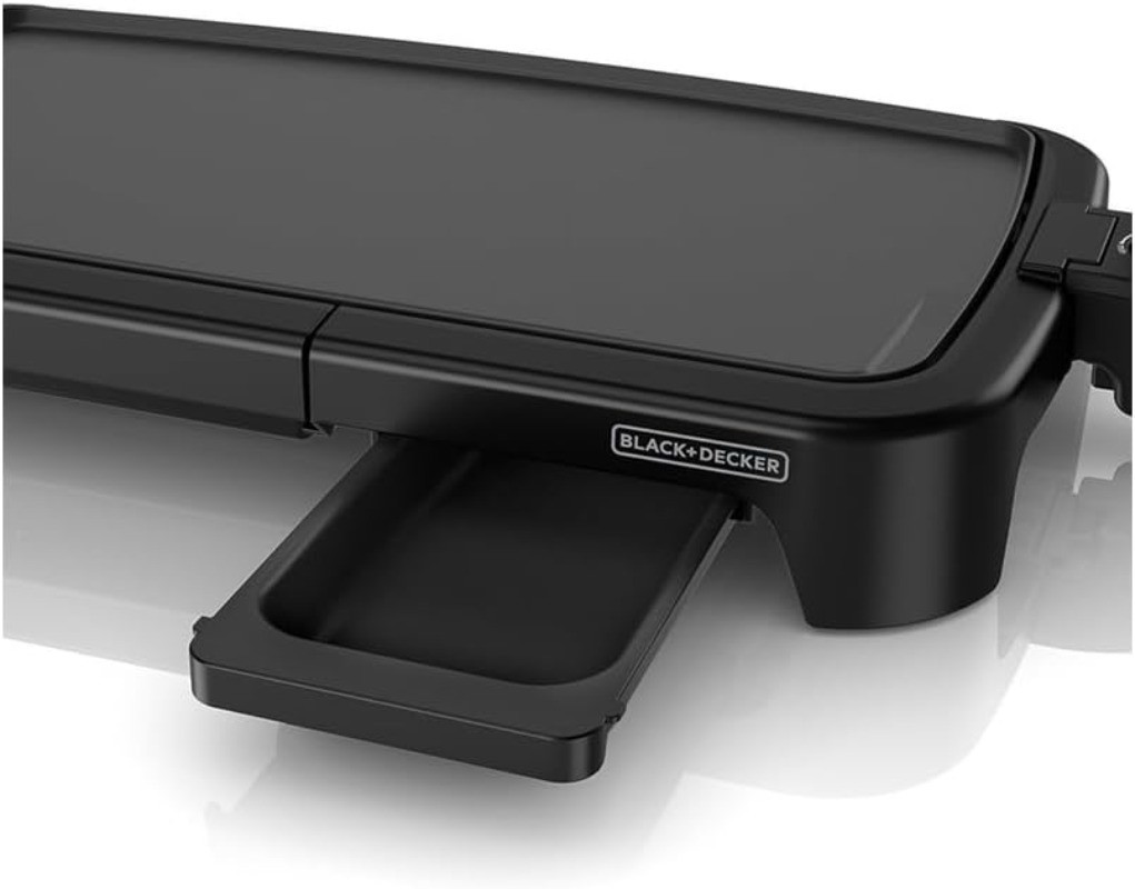 8-Serving Electric Griddle Non-Stick Cooking Warming Tray Removable Drip Tray
