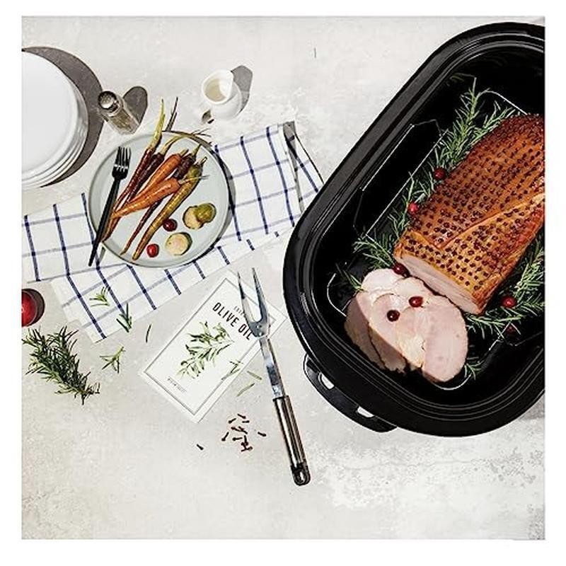 Large Capacity Stainless Steel Roaster Oven W/ Self-Basting Lid 22 Quart Black