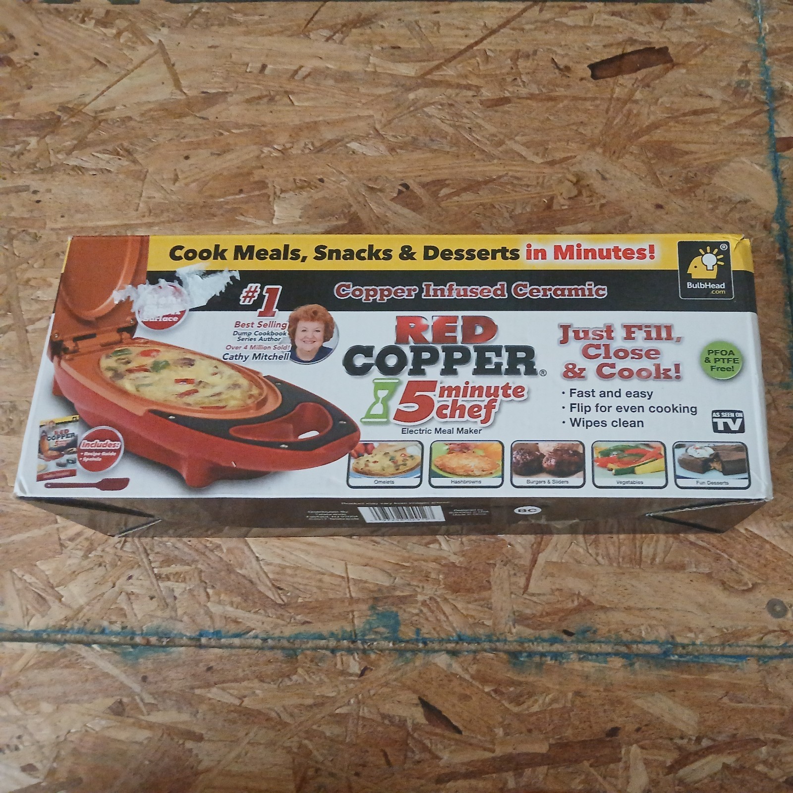 Copper Red 5 Minute Chef Electric Cooker Ceramic Nonstick Omelet Snack Maker