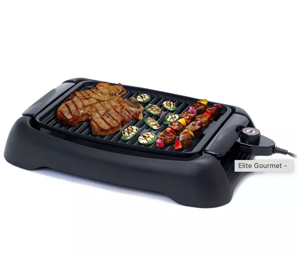Elite Cuisine 13 inch Smokeless Indoor Electric BBQ Nonstick Grill