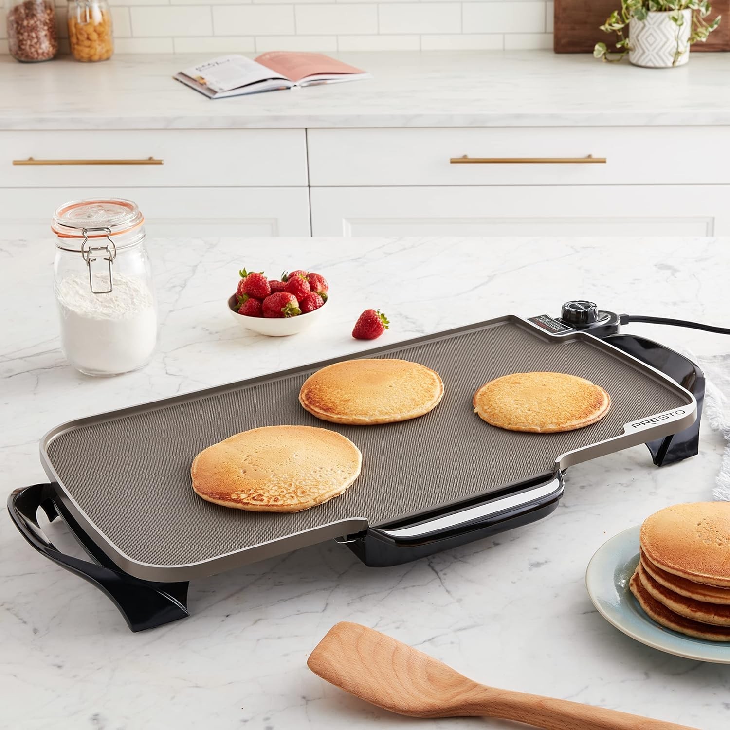07062-22-Inch Ceramic Removable Handles Electric Griddle, Grey Ceramic