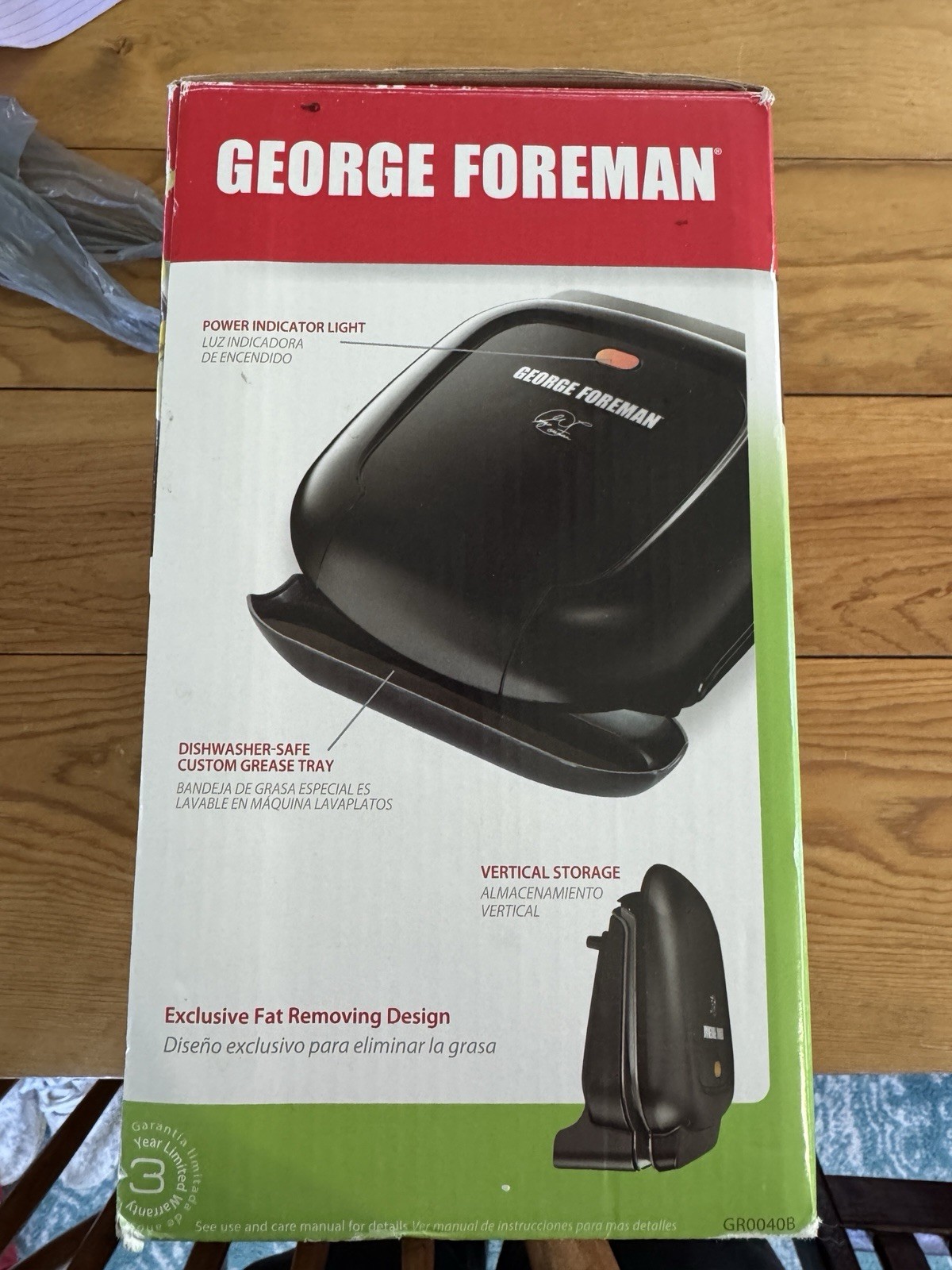 George Foreman Indoor Grill 2 Serving Grilled Sandwich Press Less Fat GR0040B