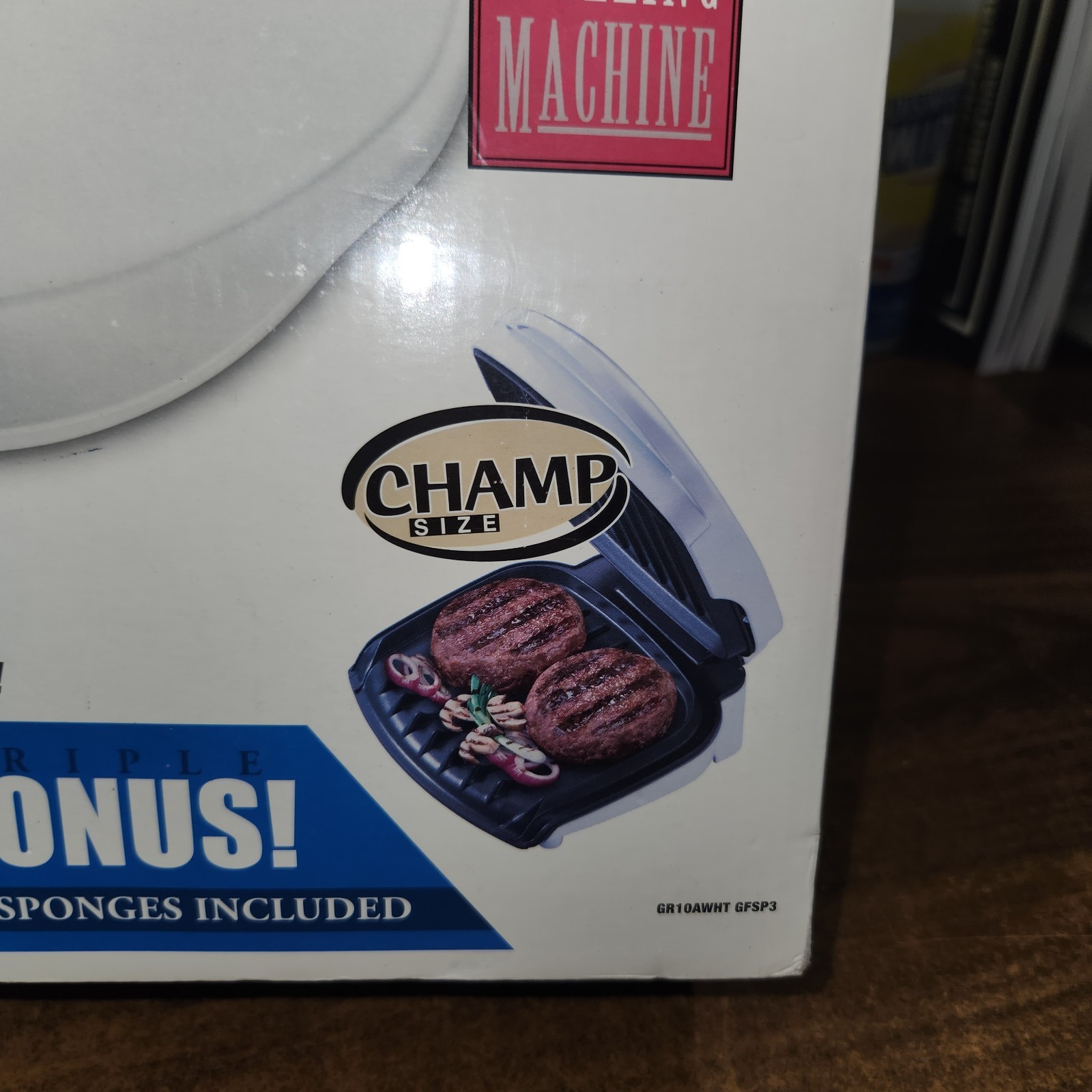 George Foreman Champ Size Grill Lean Mean Fat Grilling Machine White, NEW in Box