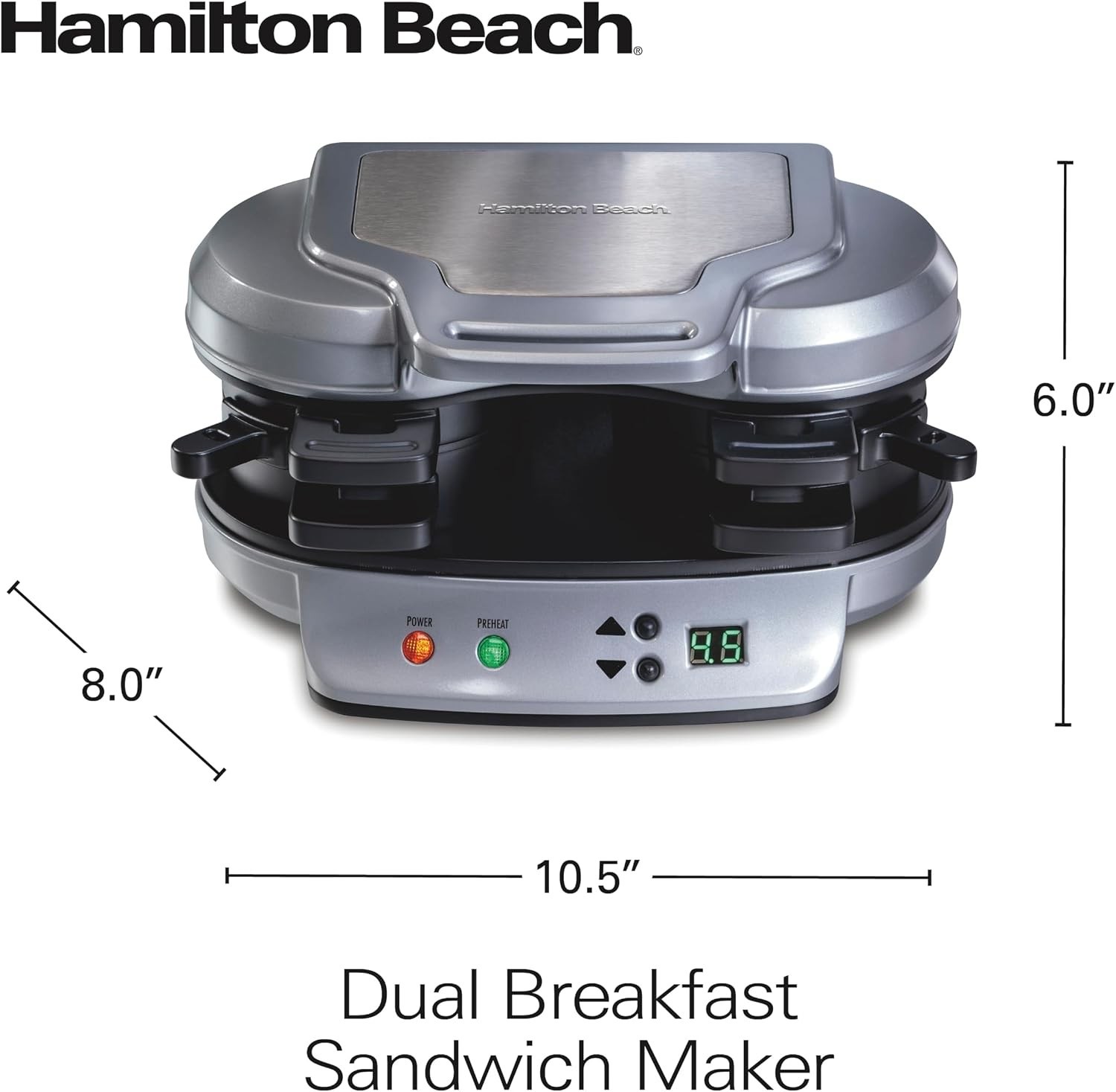 Dual Breakfast Sandwich Maker with Egg Cooker Rings & Timer | Perfect for Englis