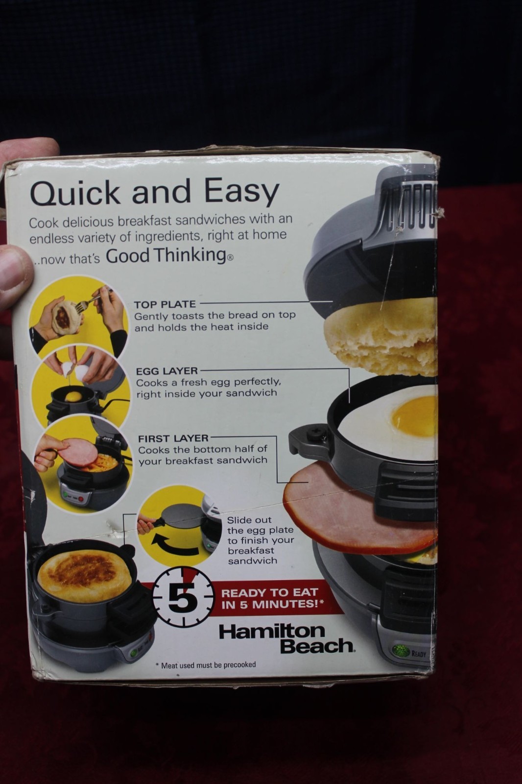 Hamilton Beach 5 minute Breakfast Sandwich Maker 25475 New – removed for photos