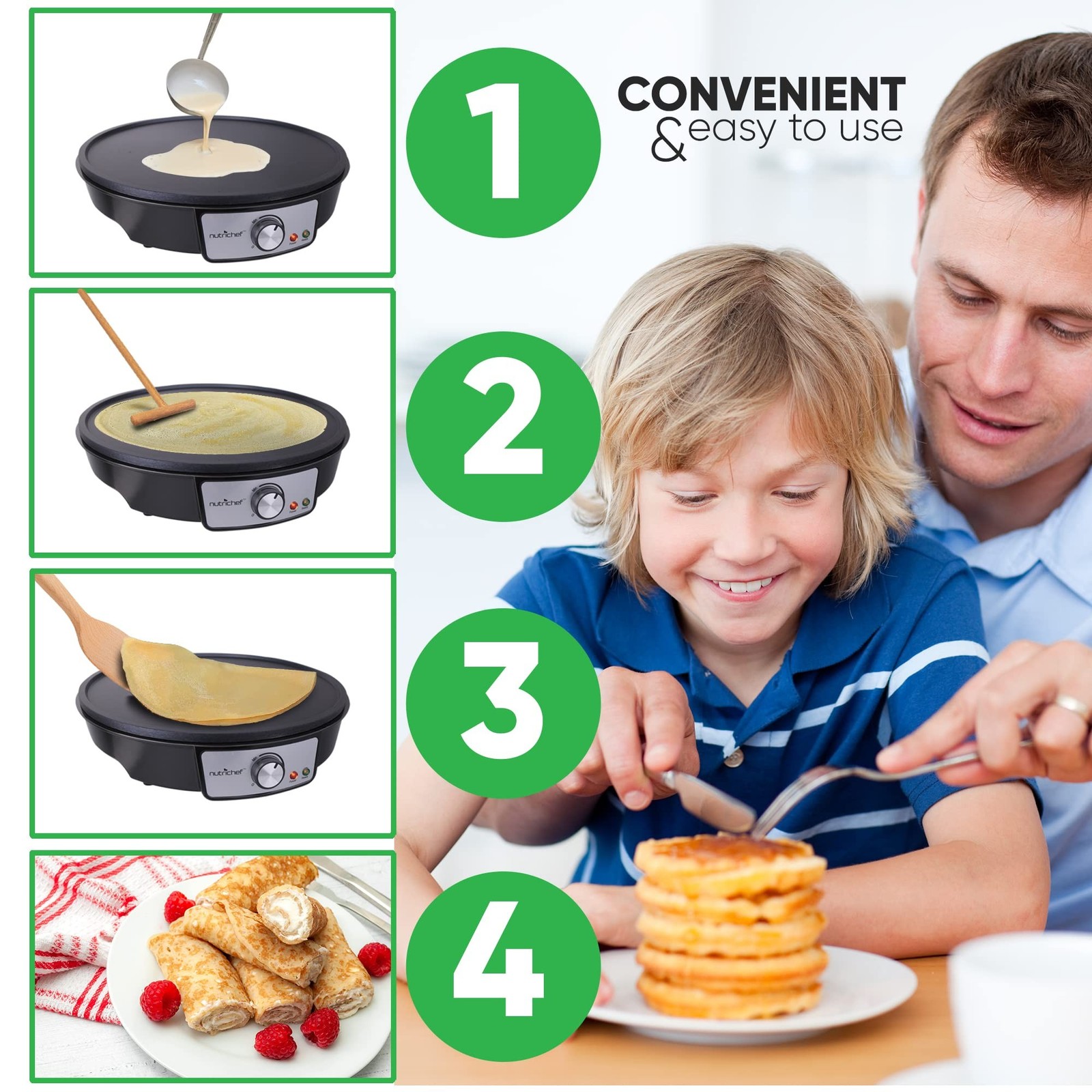 NutriChef Electric Griddle & Crepe Maker | Nonstick 12 Inch Hot Plate Cooktop…