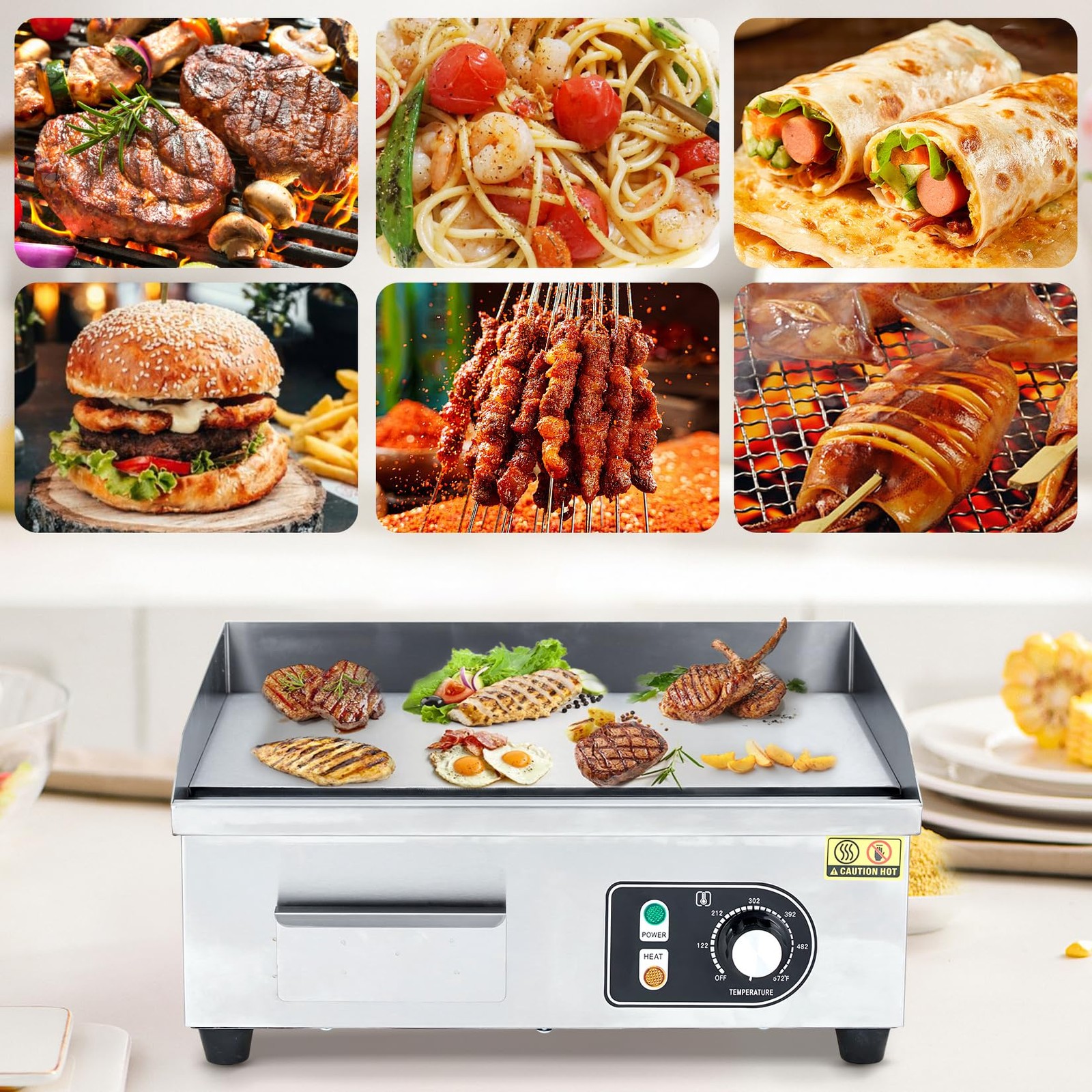 22″ Commercial Electric Griddle 1600W Electric Countertop Griddle Non-Stick 110V