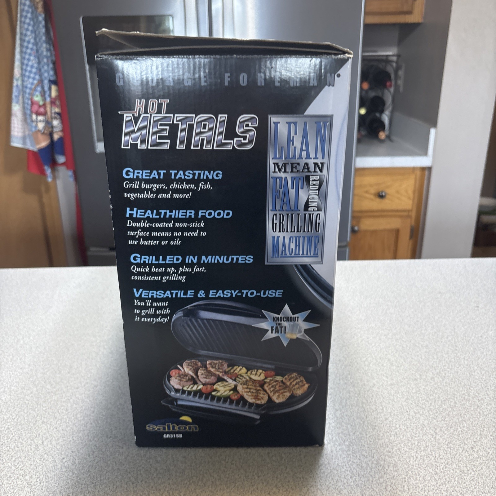 George Foreman Hot Metals Electric Grill Brushed Stainless GR31SB 124 Sq In NEW