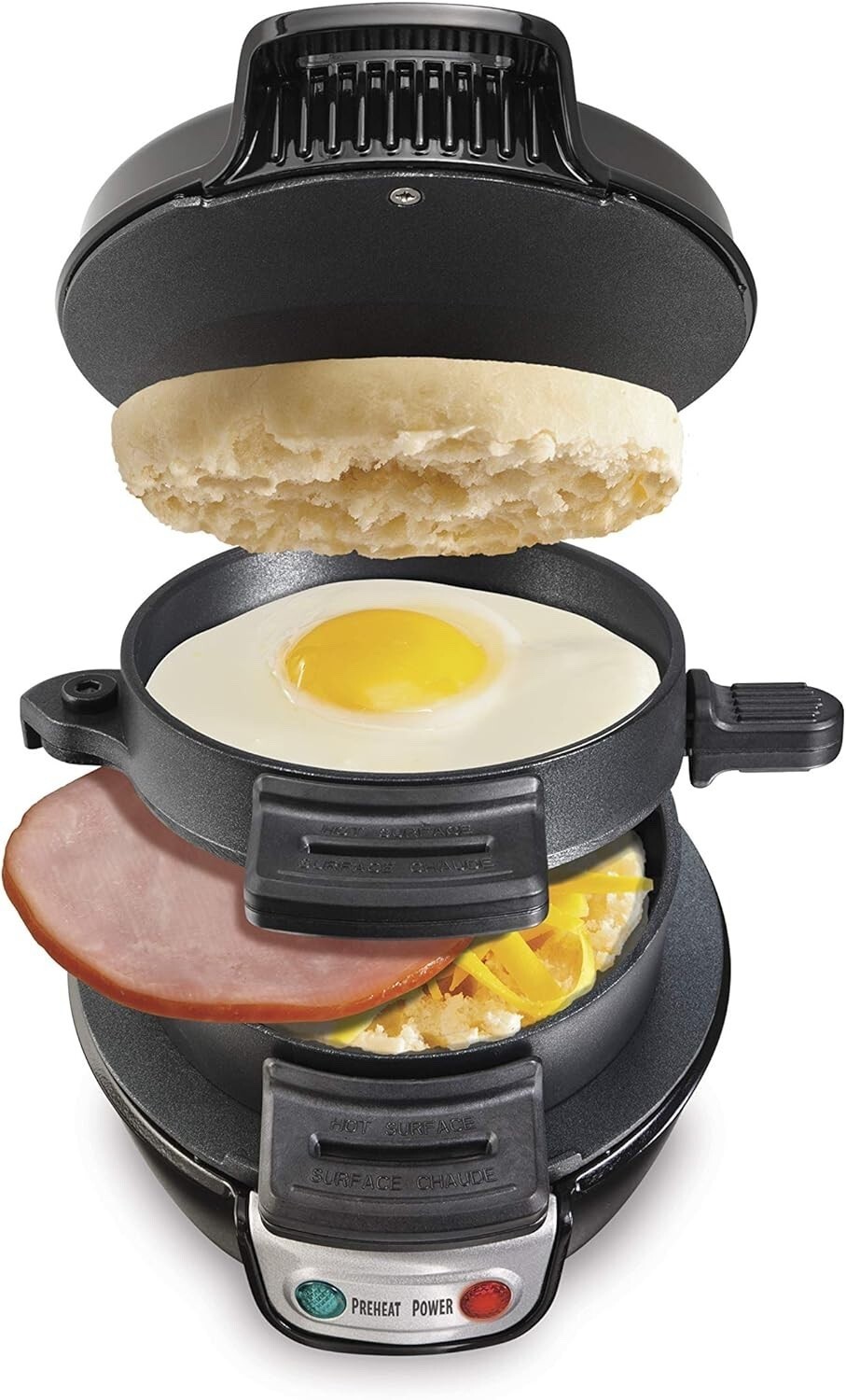 Hamilton Beach 25477 Breakfast Sandwich Maker – Black Egg Bacon English Muffin