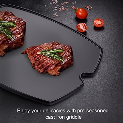 Cast Iron Cooking Griddle for Gas Grills – BBQ Accessories for Weber Q Series, 1