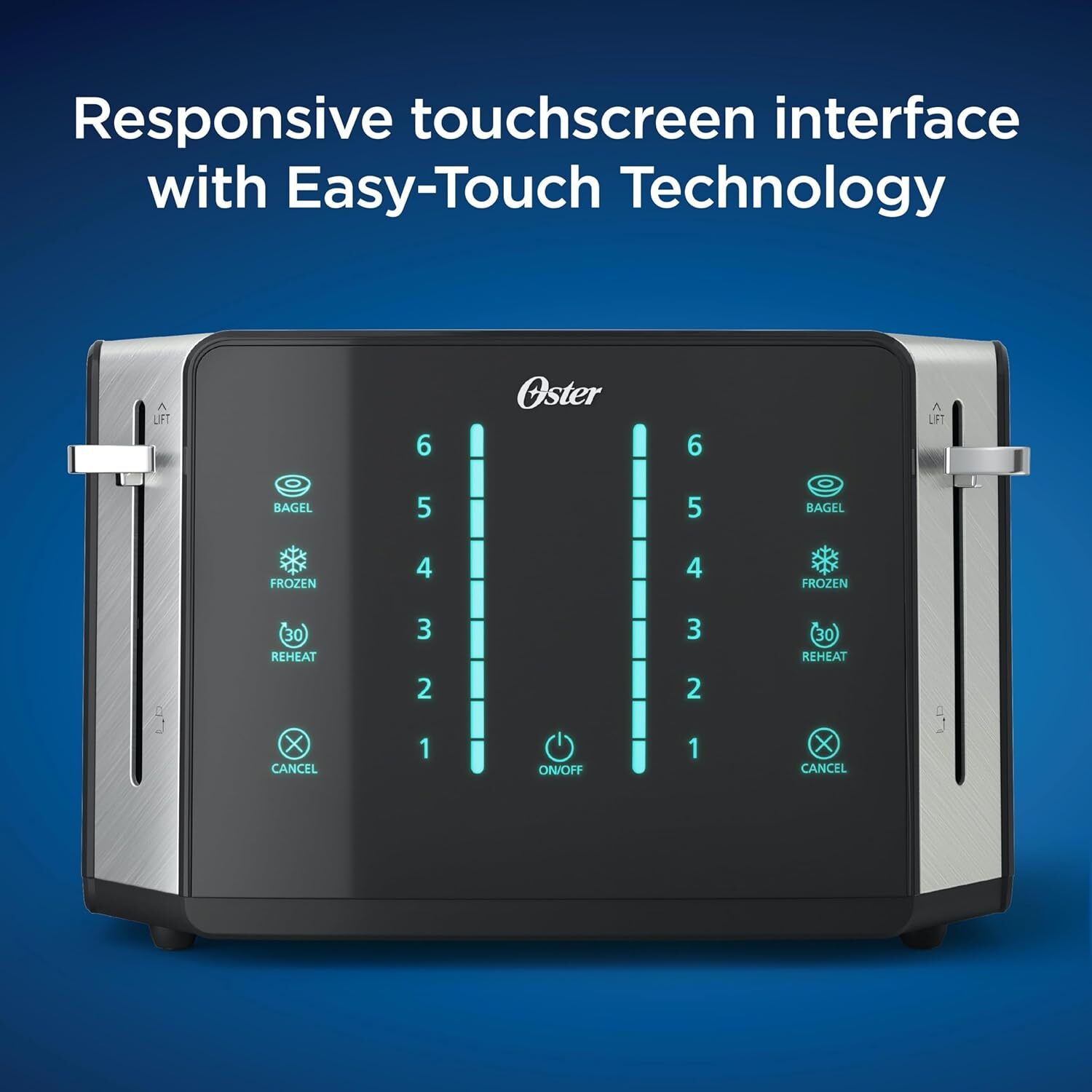 Oster 4-Slice Toaster, Touch Screen, Stainless Steel, Digital Steel
