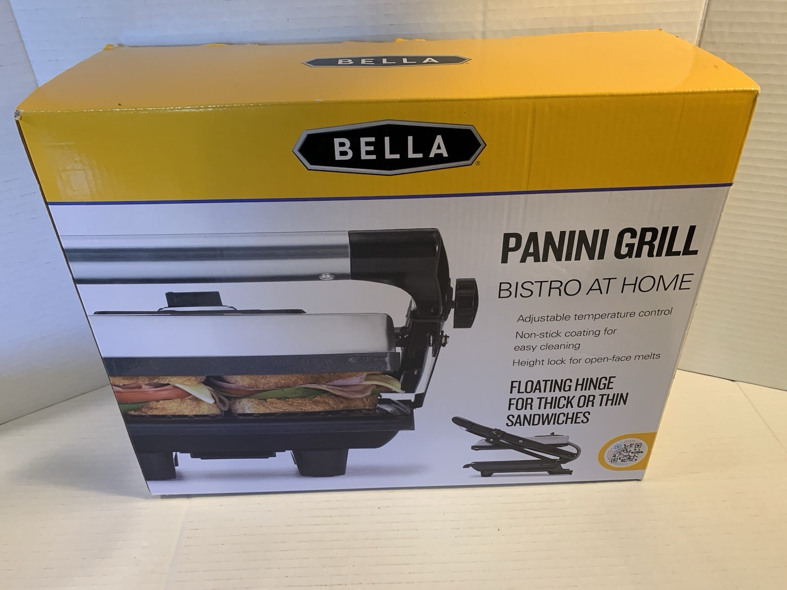 Bella Non-Stick Panini Grill Brushed Stainless Steel–Sensio 13267—OpenBox(New)