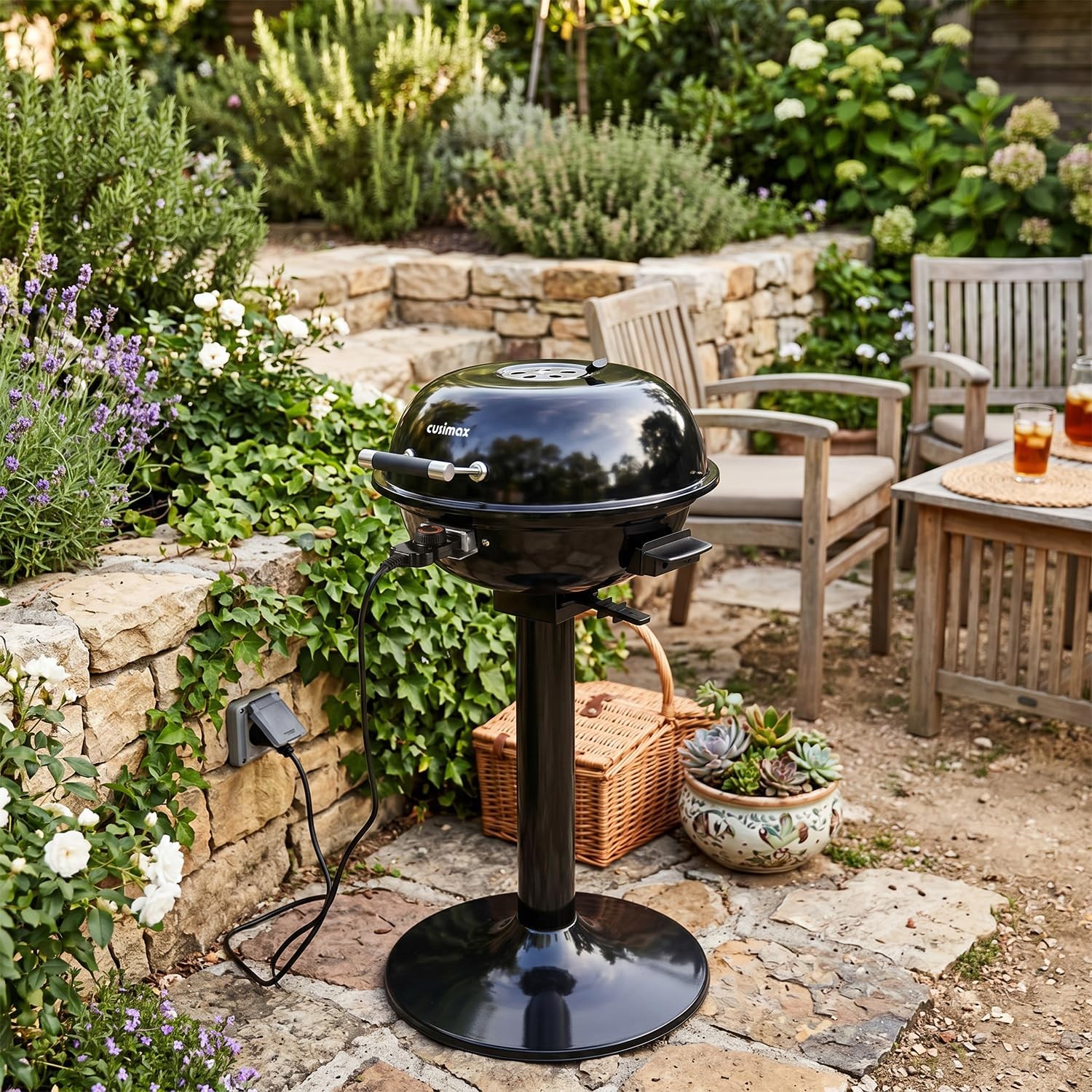Electric Grill, CUSIMAX Indoor/Outdoor Double Layer, Black