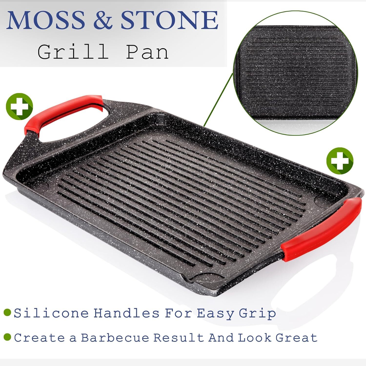 Griddle Aluminum Bbq | 18×11″ Rectangle Grill Pan for Indoor Cooking, Non-stick