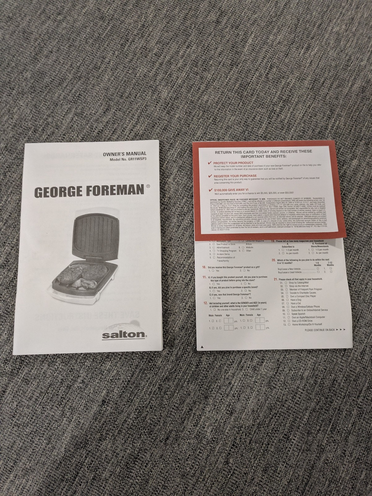 George Foreman Newest Champ Size Grill, White, New in box 2007 with grill sponge