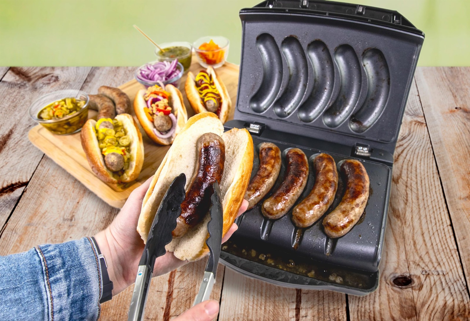 Homecraft Electric Sausage Brat Grill Oil Drip Tray Portable – 5 Link Capacity
