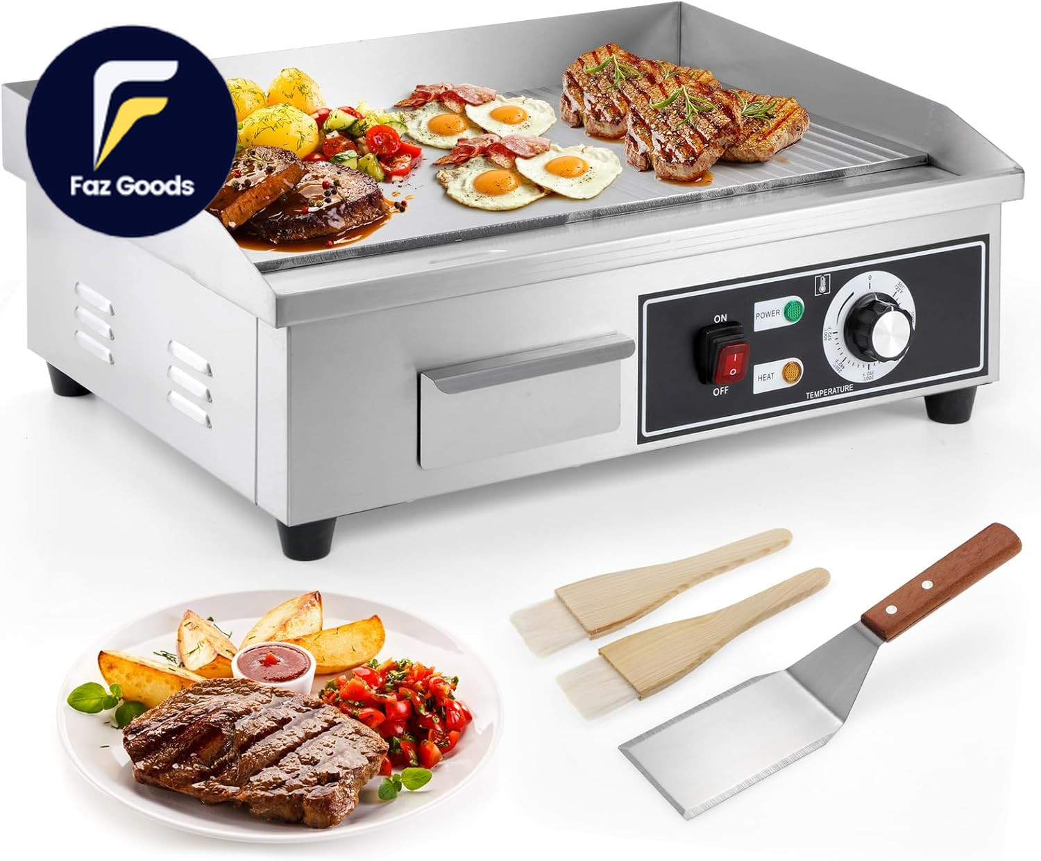 Electric Griddle Nonstick 22 Inch Stainless Steel Commercial for Indoor & Outdoo