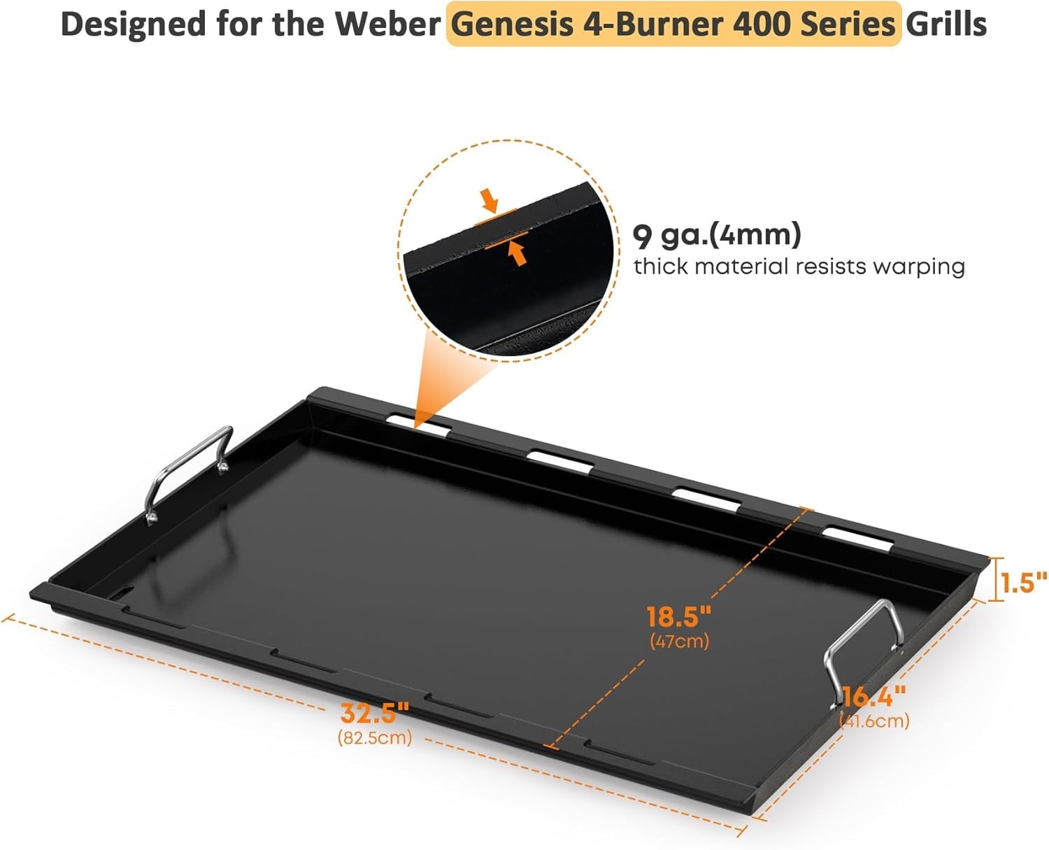 Stanbroil Griddle Insert Non-Stick for Weber Genesis 400 4-Burner Gas Grill 6789