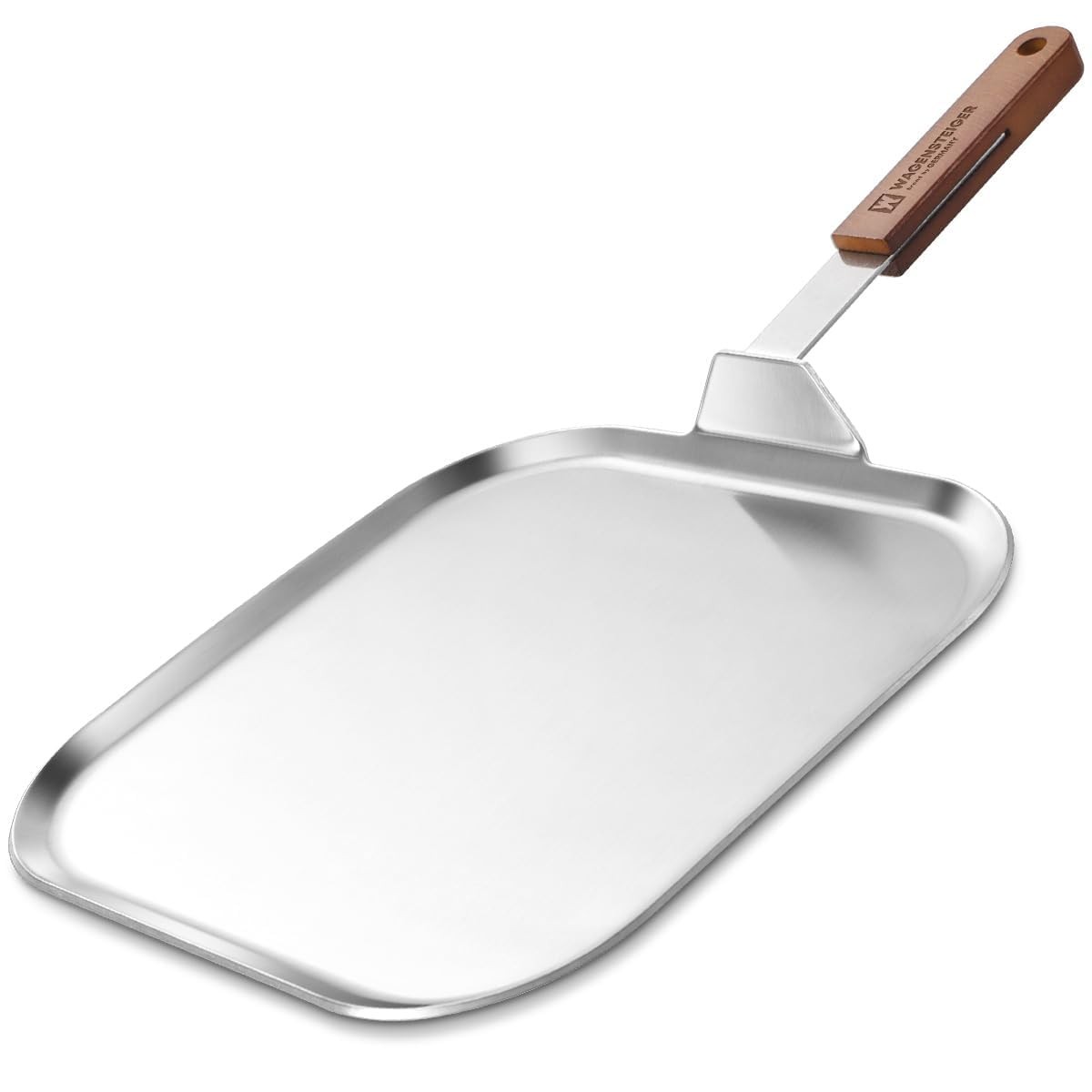 Wagensteiger Stainless Steel Square Griddle Pan/Plate Wooden Handle 3-Ply