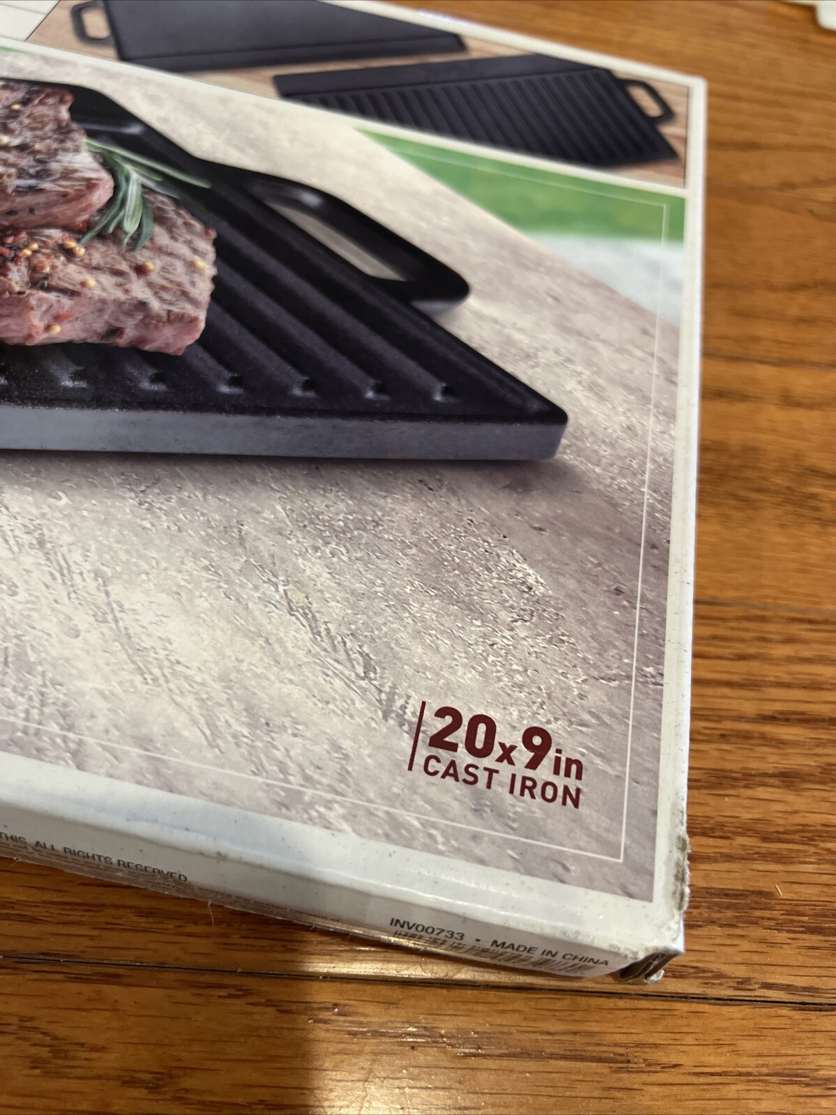 NWT Parini Seasoned cast iron black Reversible Griddle 20″ x 9″