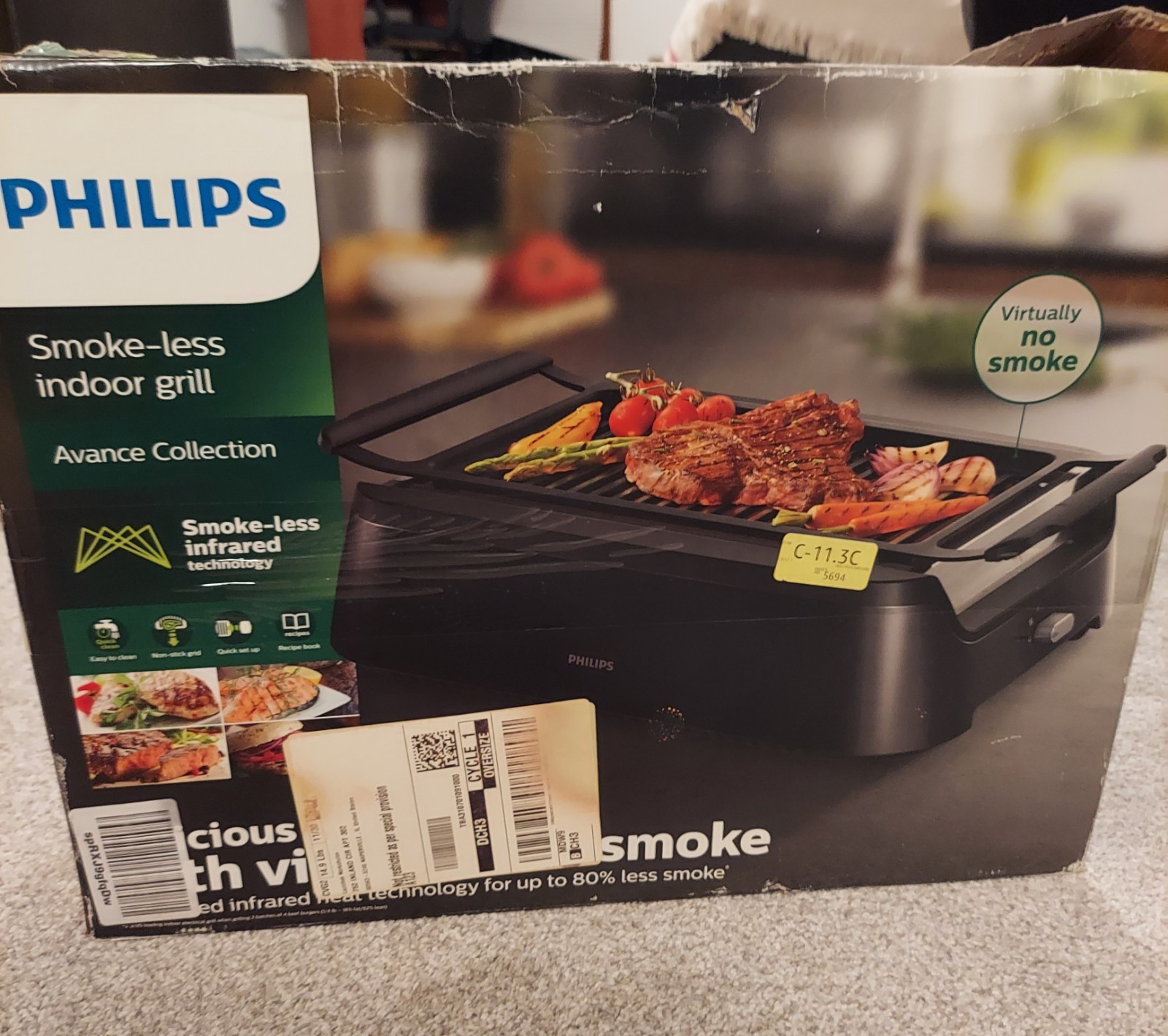 Philips Smoke-less Indoor Electric Grill Avance Collection Non-Stick Black
