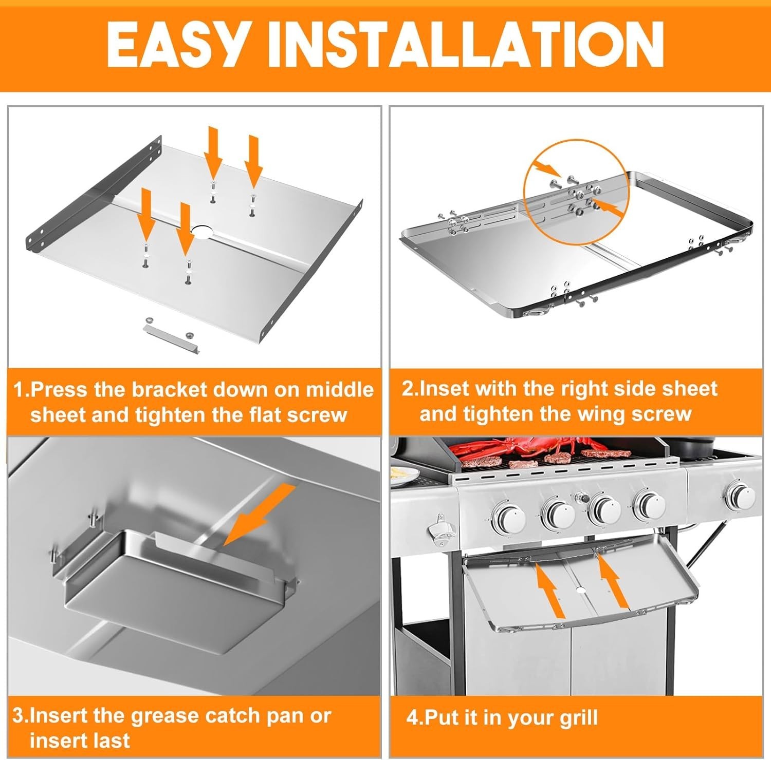 Easy Install Grease Tray with Catch Pan for Safe and Clean Grill Experience