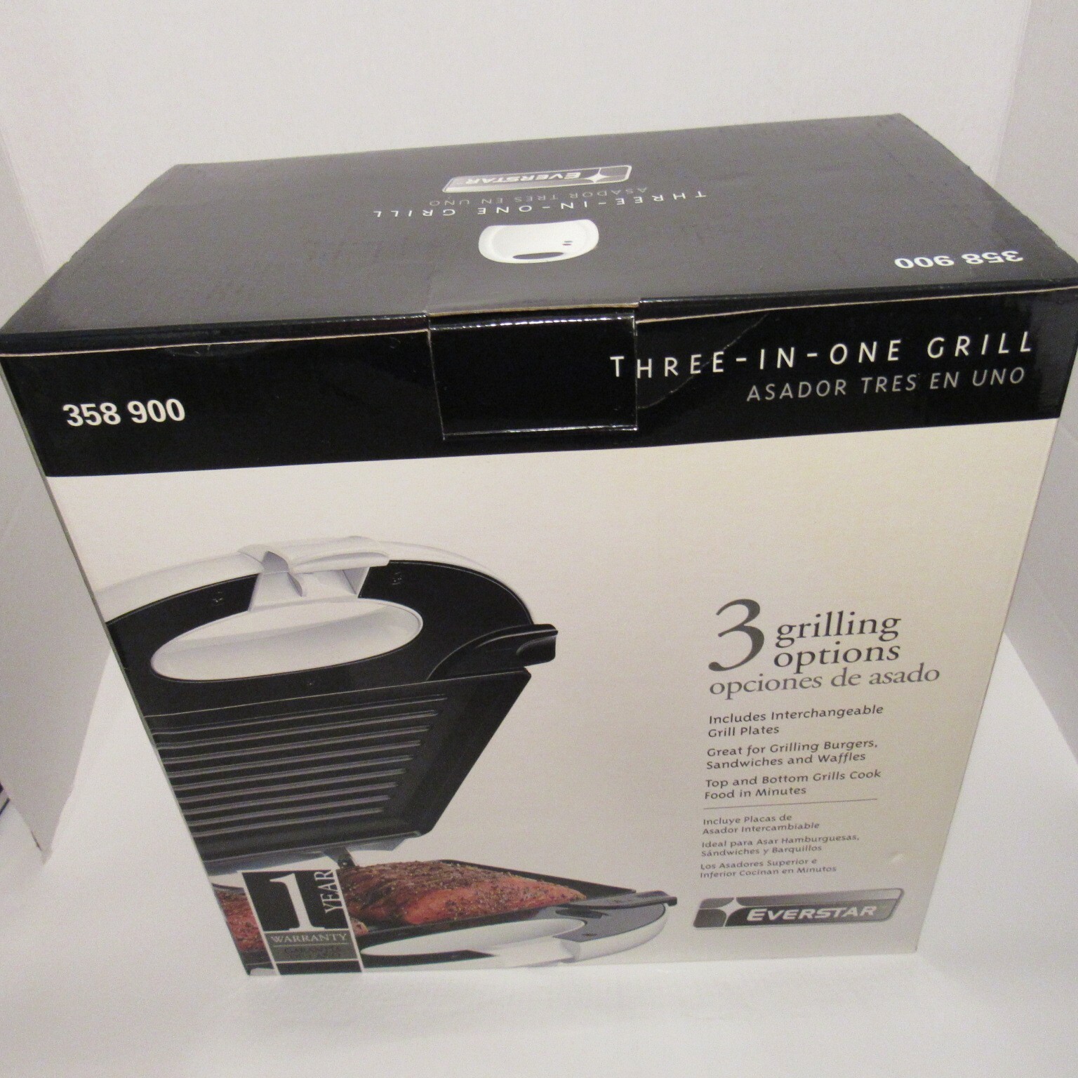 Everstar Three-In-One Grill, Vintage Model: 358900, Interchangeable Grill Plates