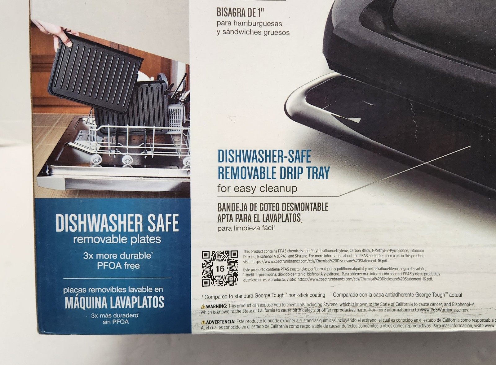 George Foreman Family Size Grill & Panini Press GRP1060B Dishwasher Safe – NEW