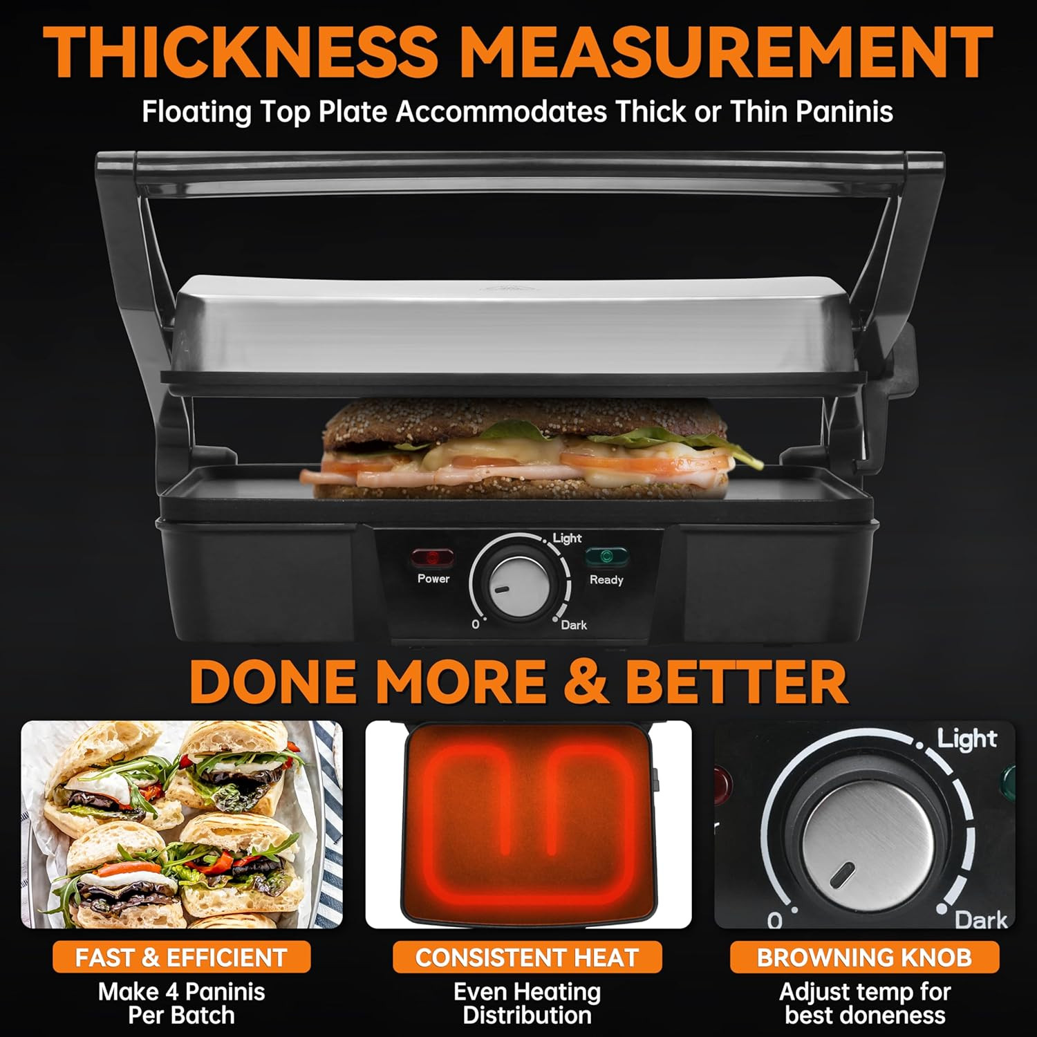 Panini Press Electric Griddle, Panini Grill Press Sandwich Maker Press, Grilled