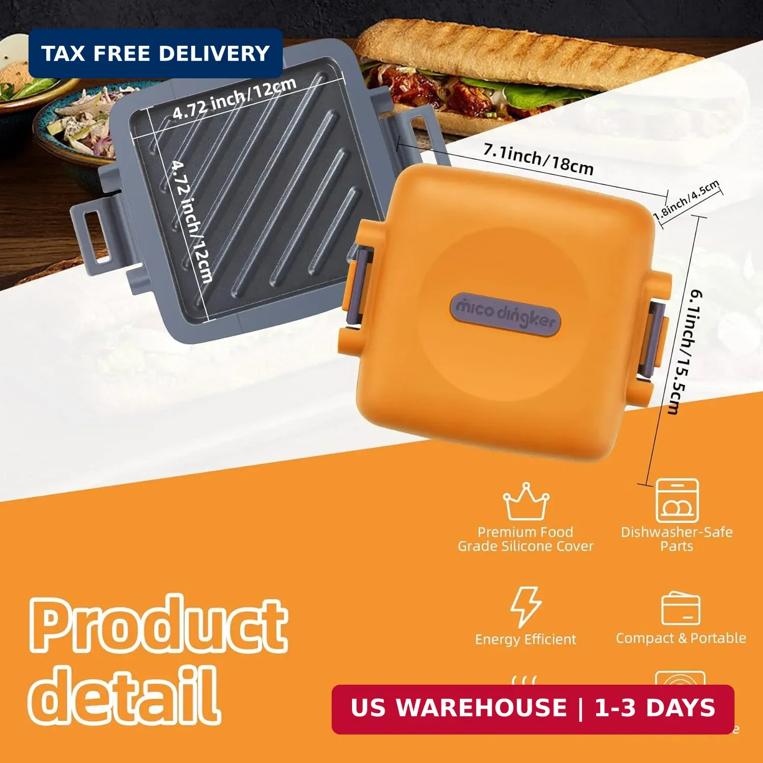 Microwave Sandwich Maker, Snack Maker & Panini Press, Removable Non-Stick Plates