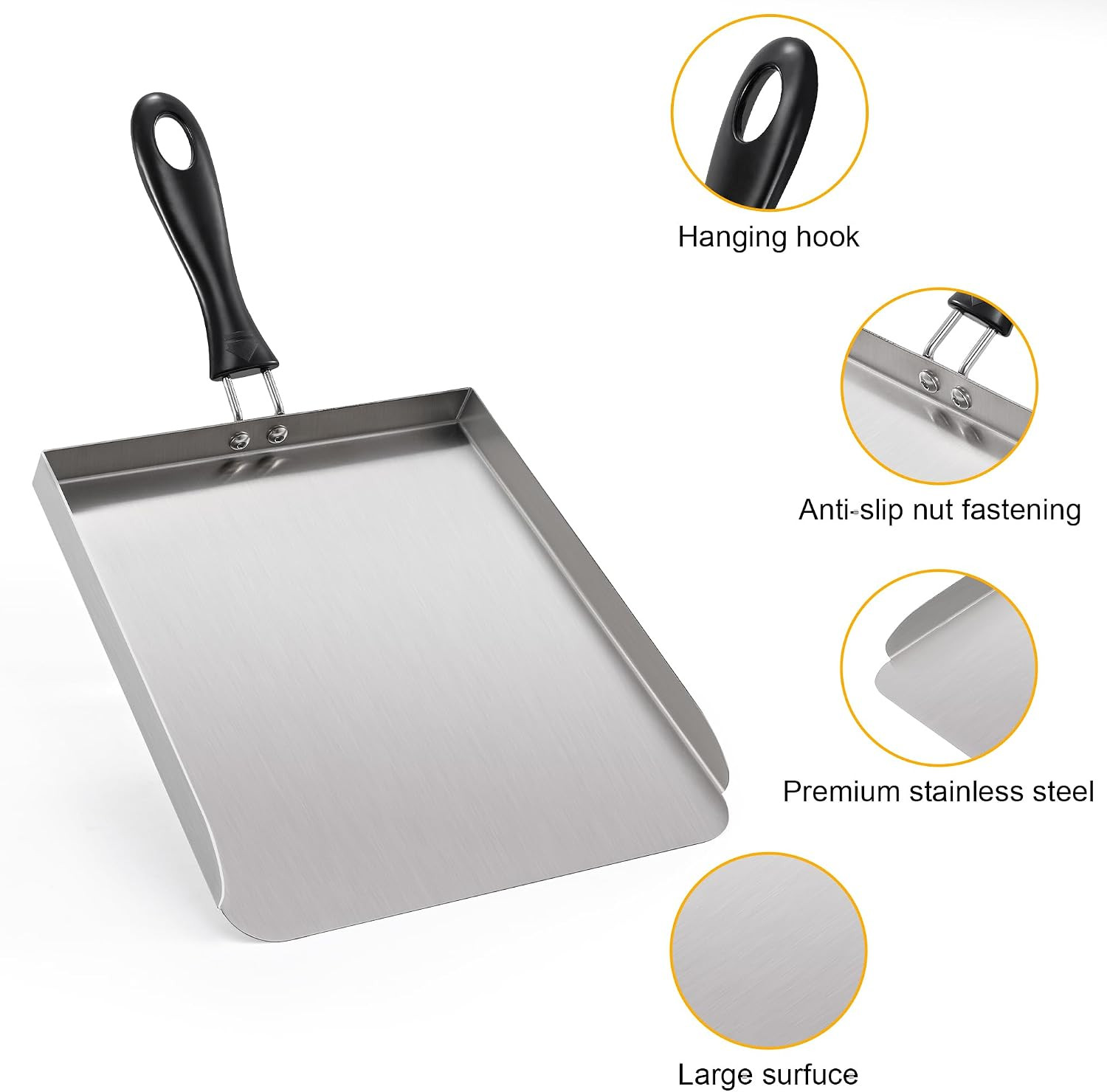 Stainless Steel Food Mover Spatula –Heavy Duty Smash Burger Griddle Tool