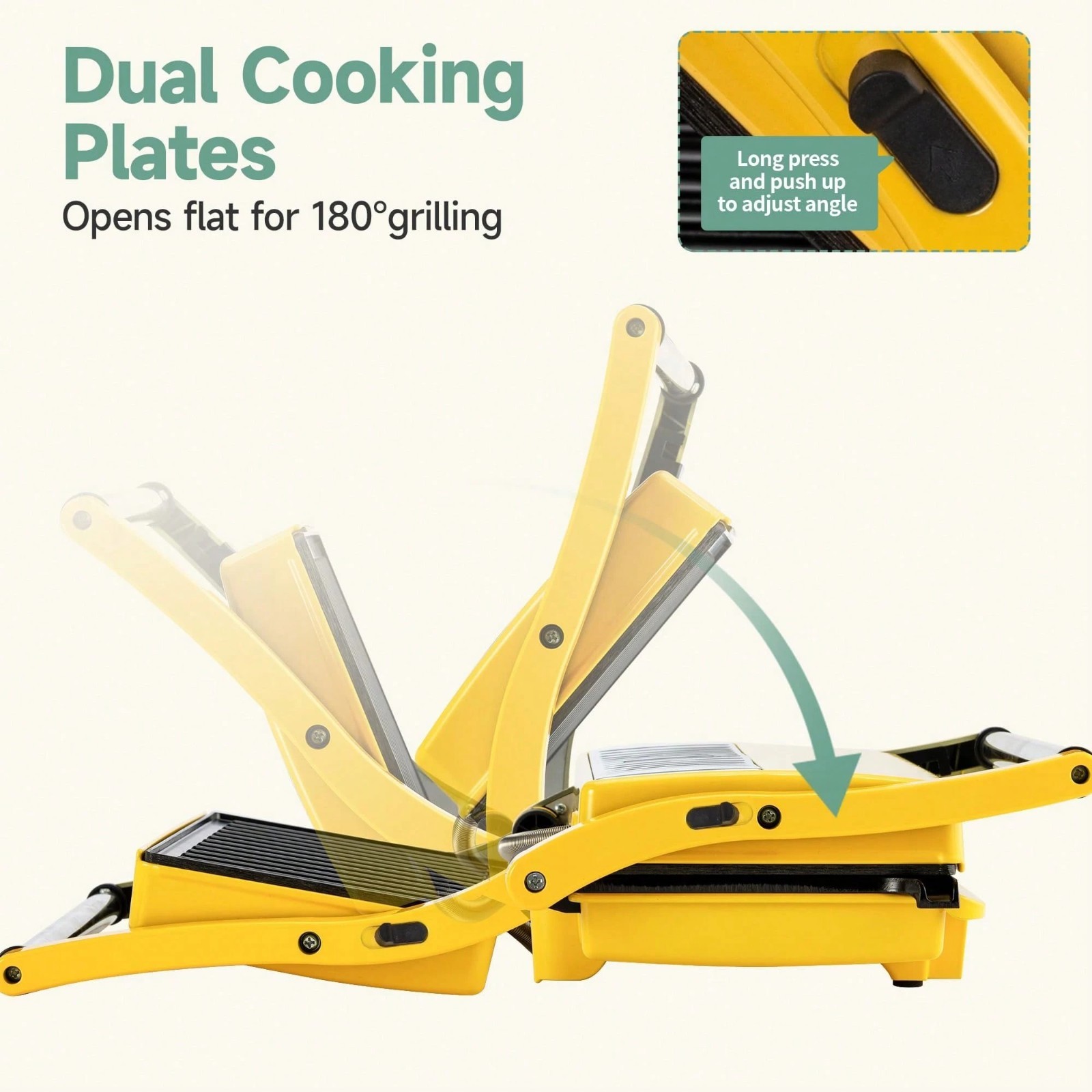 Indoor Electric Grill Sandwich Maker Nonstick Multi-Purpose Grill Pan Yellow