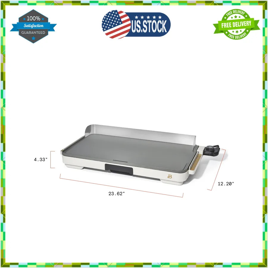 Beautiful XL Electric Griddle 12 x 22 Nonstick White Icing by Drew Barrymore