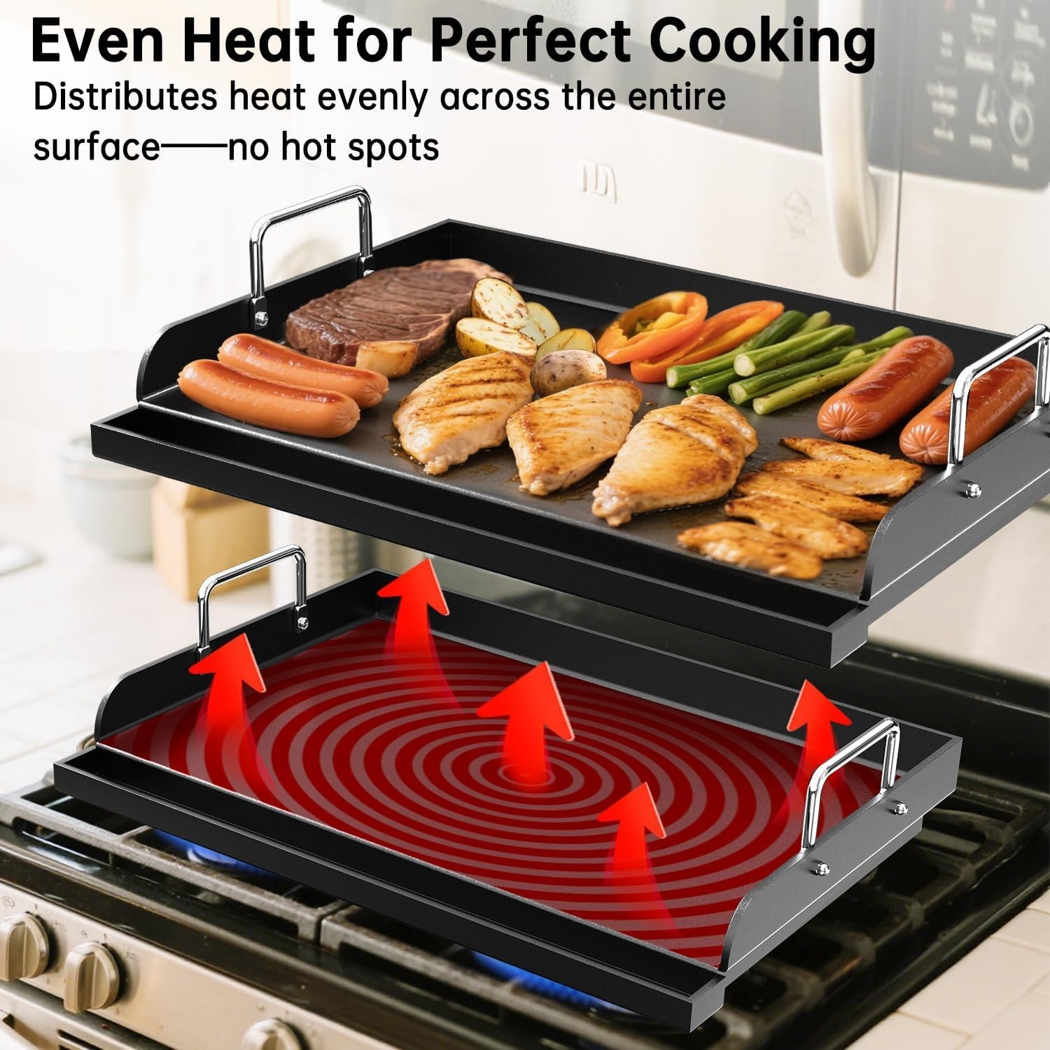 Nonstick Griddle for Gas Grill, 25″ x 16″ Ceramic Coated Flat Top Griddle for…