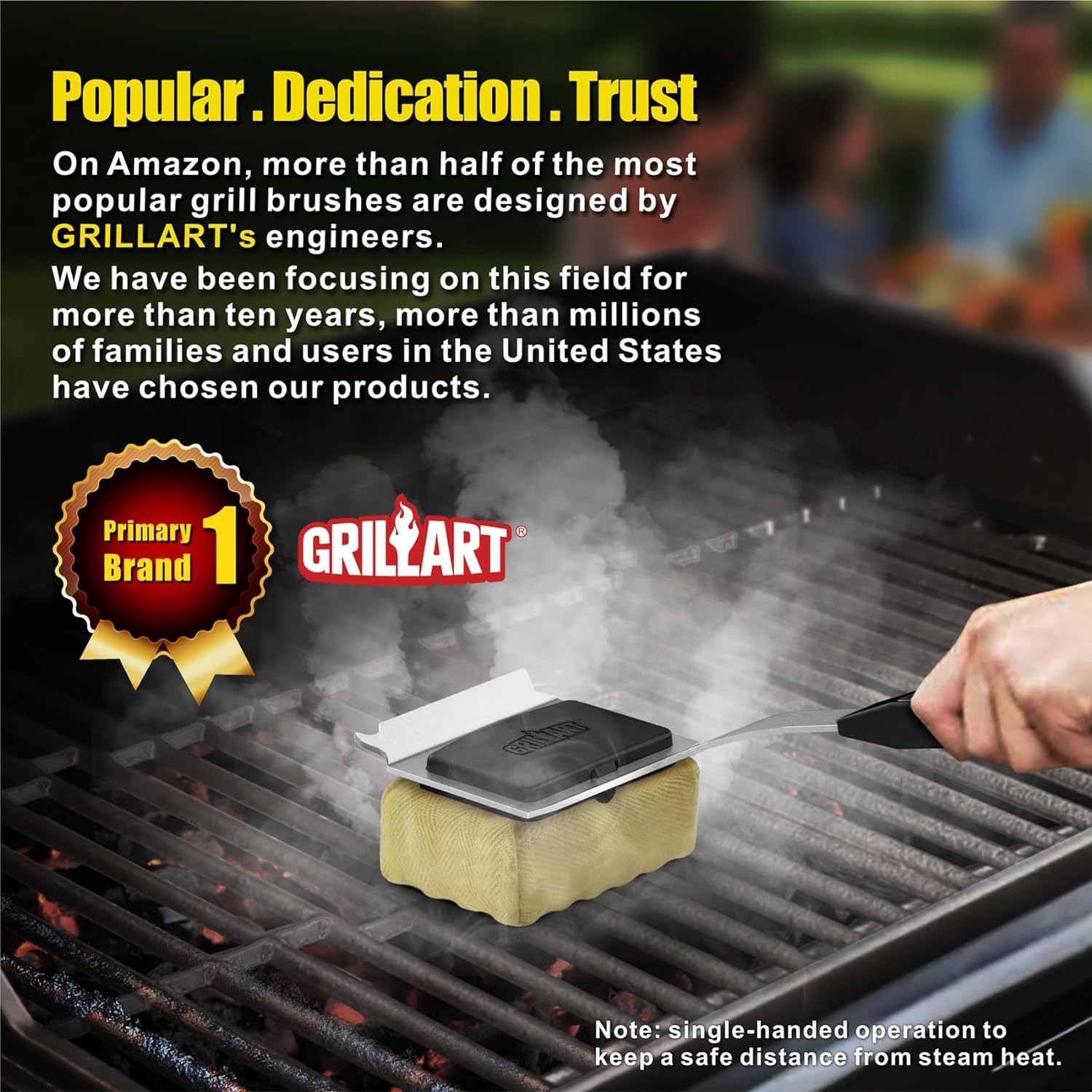 GRILLART Grill Brush Bristle Free, Replaceable BBQ Cleaning A Pad