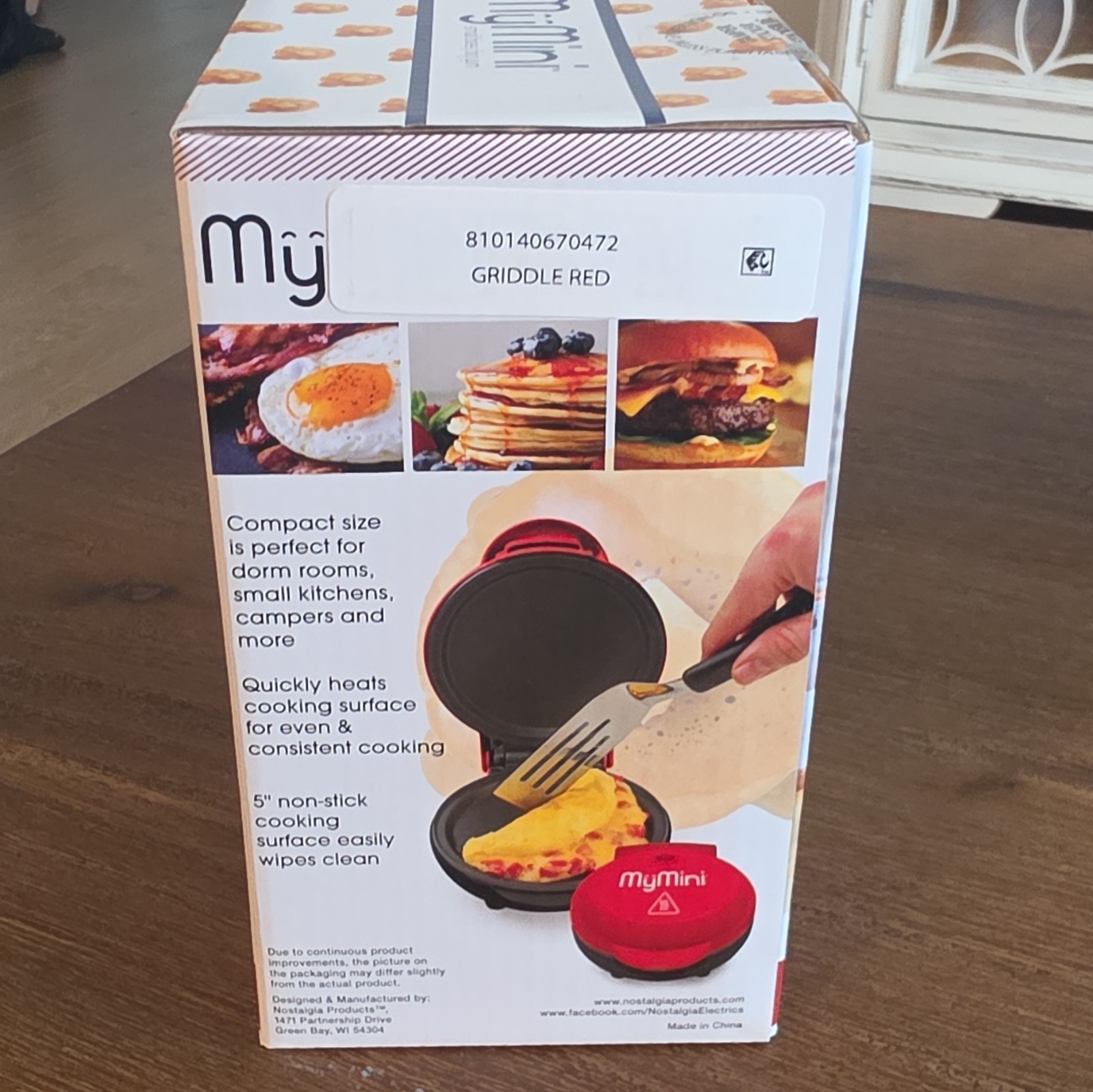 MyMini Griddle Red Non-Stick Portable Electric 550W 5-Inch Easy Clean Round
