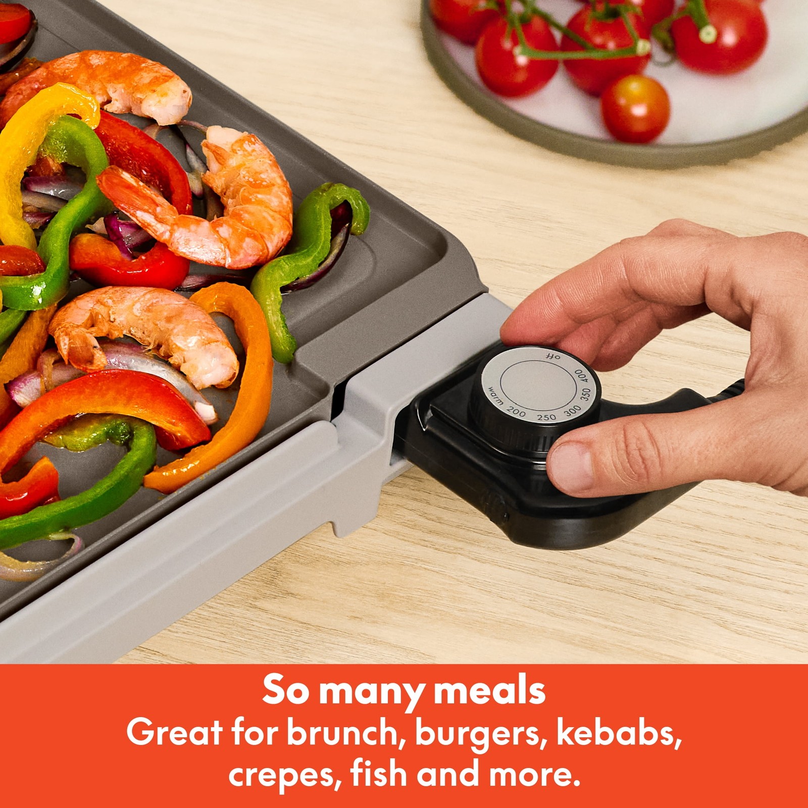 Bella 10″ x 18″ Nonstick Ceramic Griddle with Warming Tray, Oatmilk